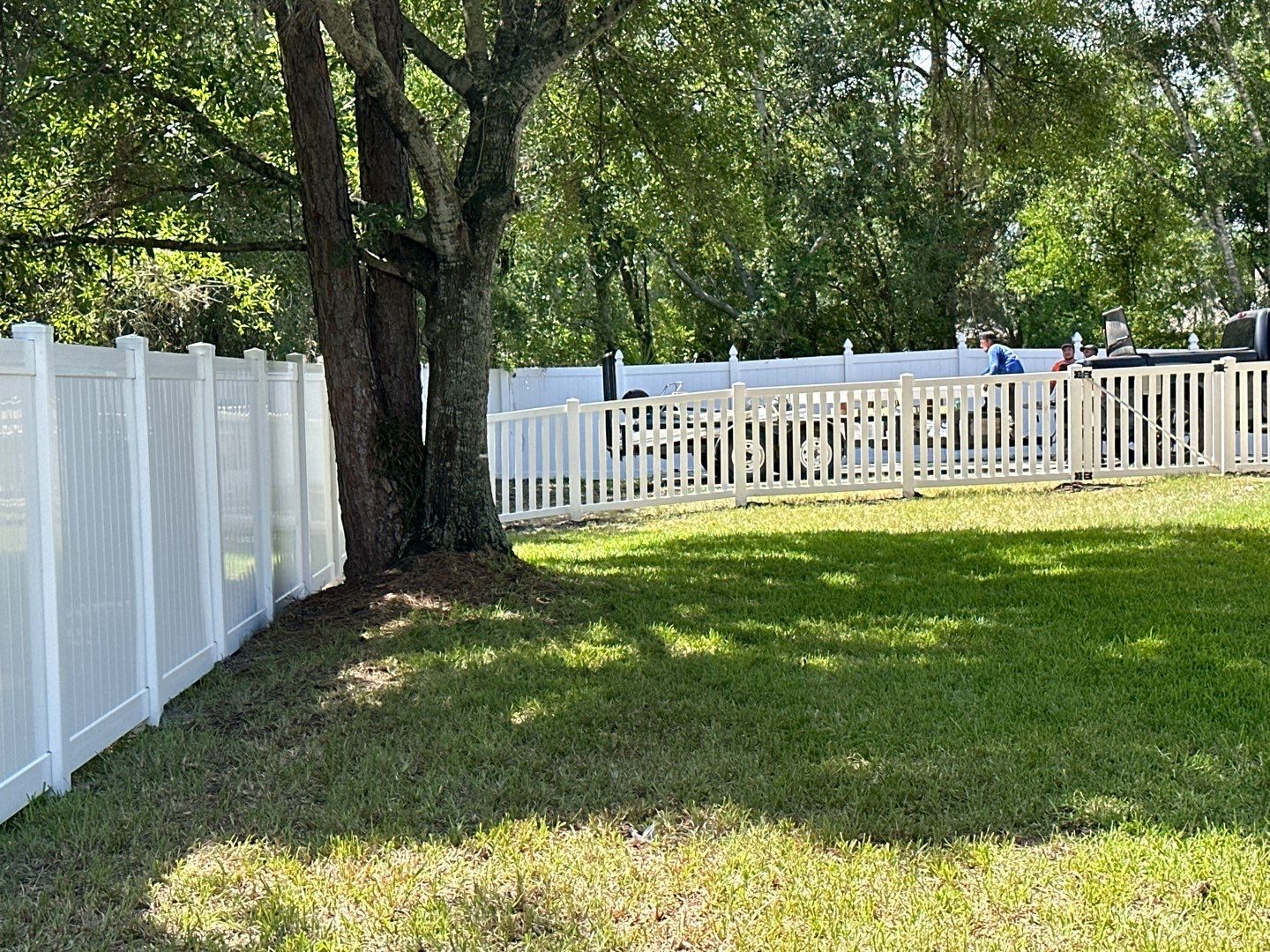 Vinyl Fence Installation using White Vinyl Privacy and Picket Fence by Asap fence and gates, LLC