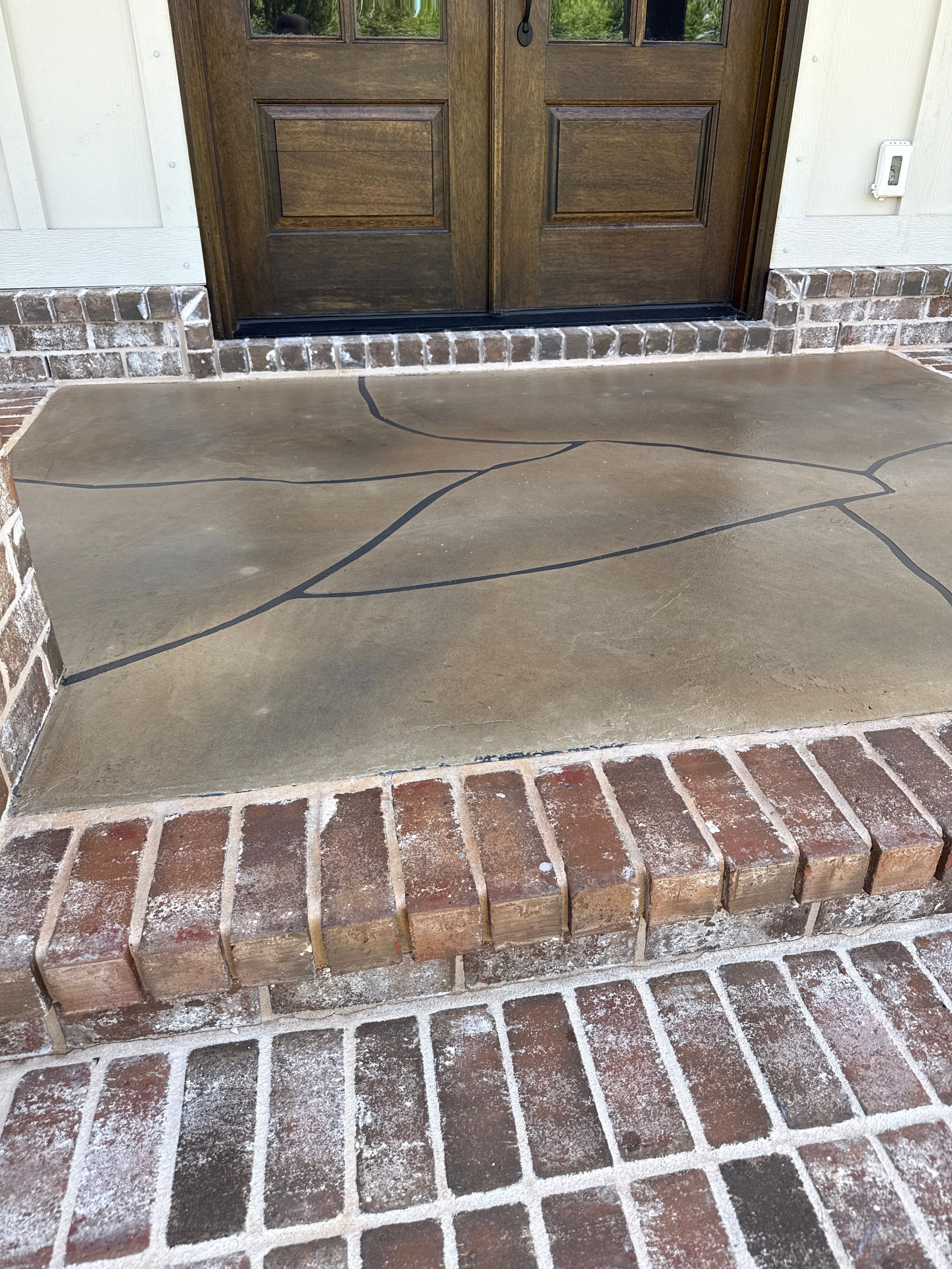 Decorative Stained Concrete Overlay and Garage Floor Coating in Mobile by Cornerstone Hard Surface Restoration 