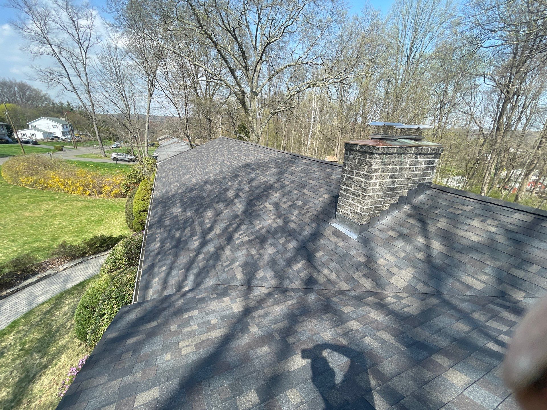 Asphalt Shingle Roof Replacement and Copper Chimney Flashing in Trumbull by A Plus Exterior