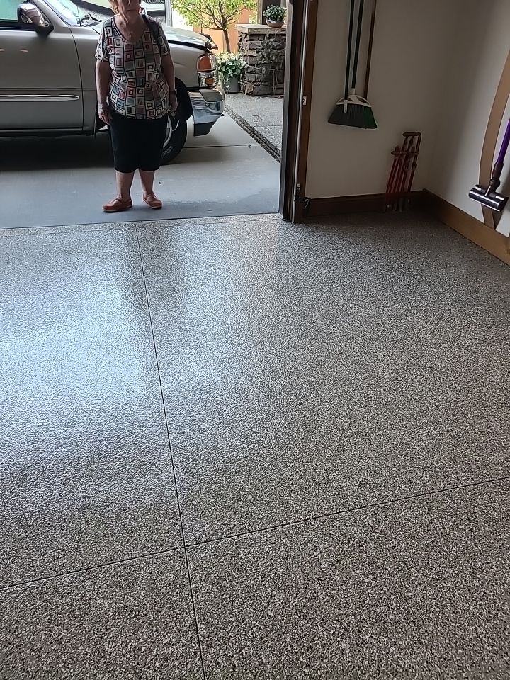 Garage Transformation using Pebble Beach by Croc Coatings, LLC