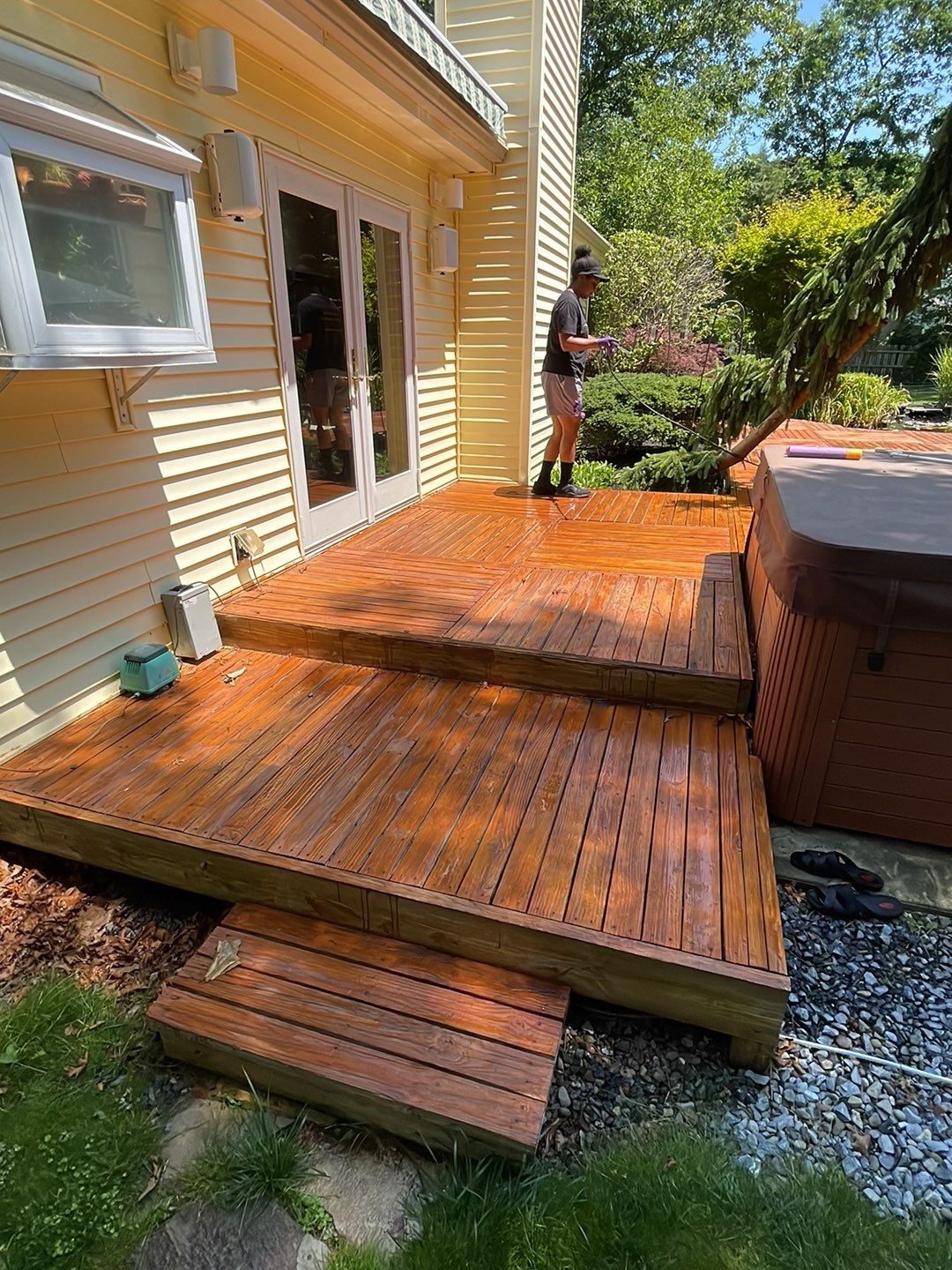 Deck Refinishing Using Powerwasher by A1 NERDY HOMES LLC