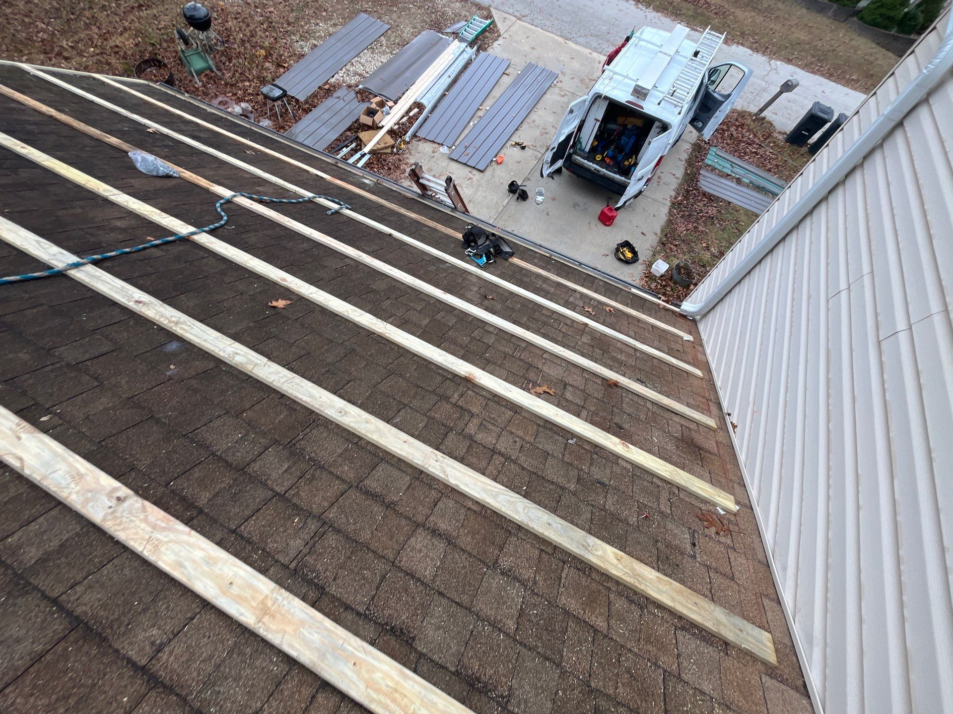 Residential Roofing Install - 29 Gauge G-Rib Metal - Color Burnished Slate  by Titan Commercial & Residential Roofing 