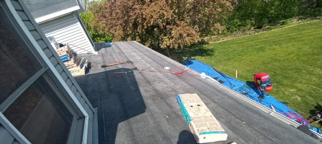 Residential Roofing Installation using Certainteed Landmark Moire Black by MODERN EXTERIOR SYSTEMS