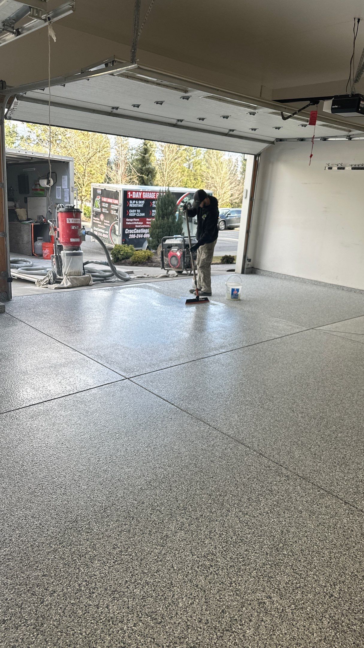Garage Transformation using Slate Stone by Croc Coatings, LLC