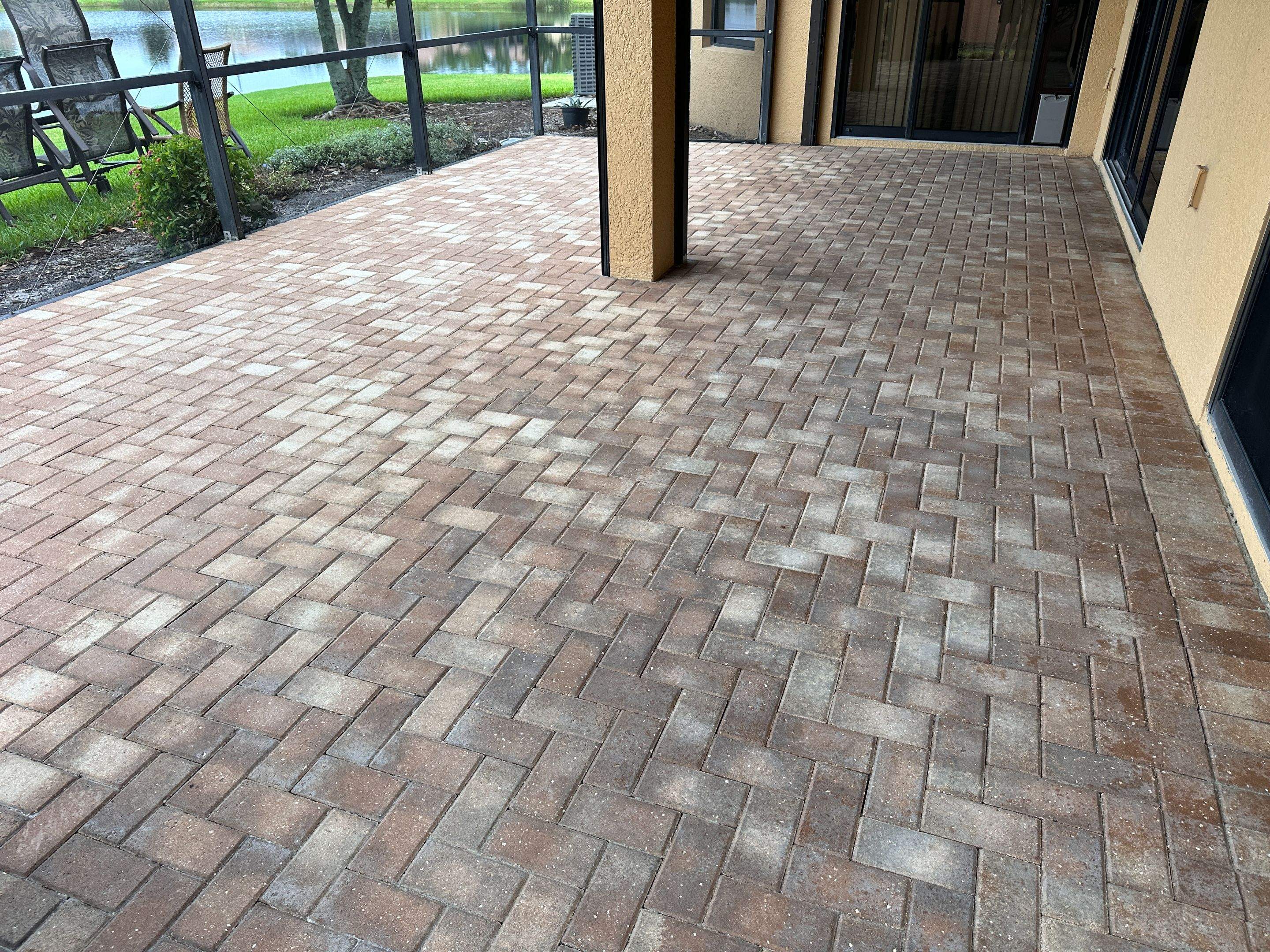 Herringbone Paver Stripping and Sealing for Apollo Beach Lanai by Supreme Paver Experts