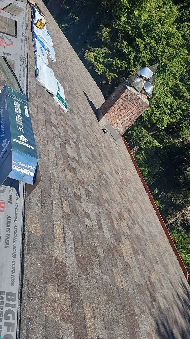 Residential Roofing Installation using Malarkey Highlander with GAF 60mil TPO by Orezona Building & Roofing Company, Inc.