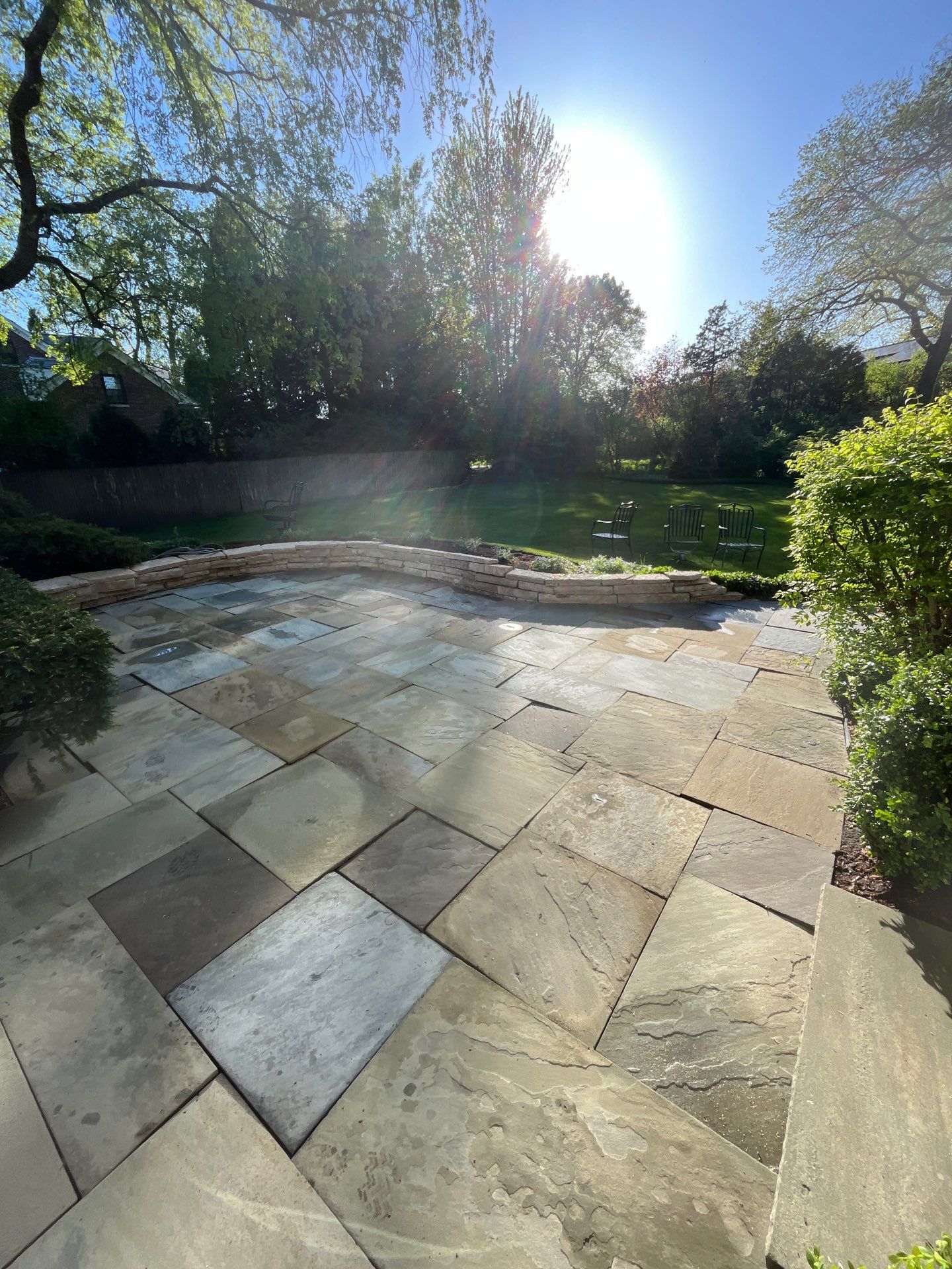 natural stone using Algaecide, soft wash soap by Northern Power Washing LLC.