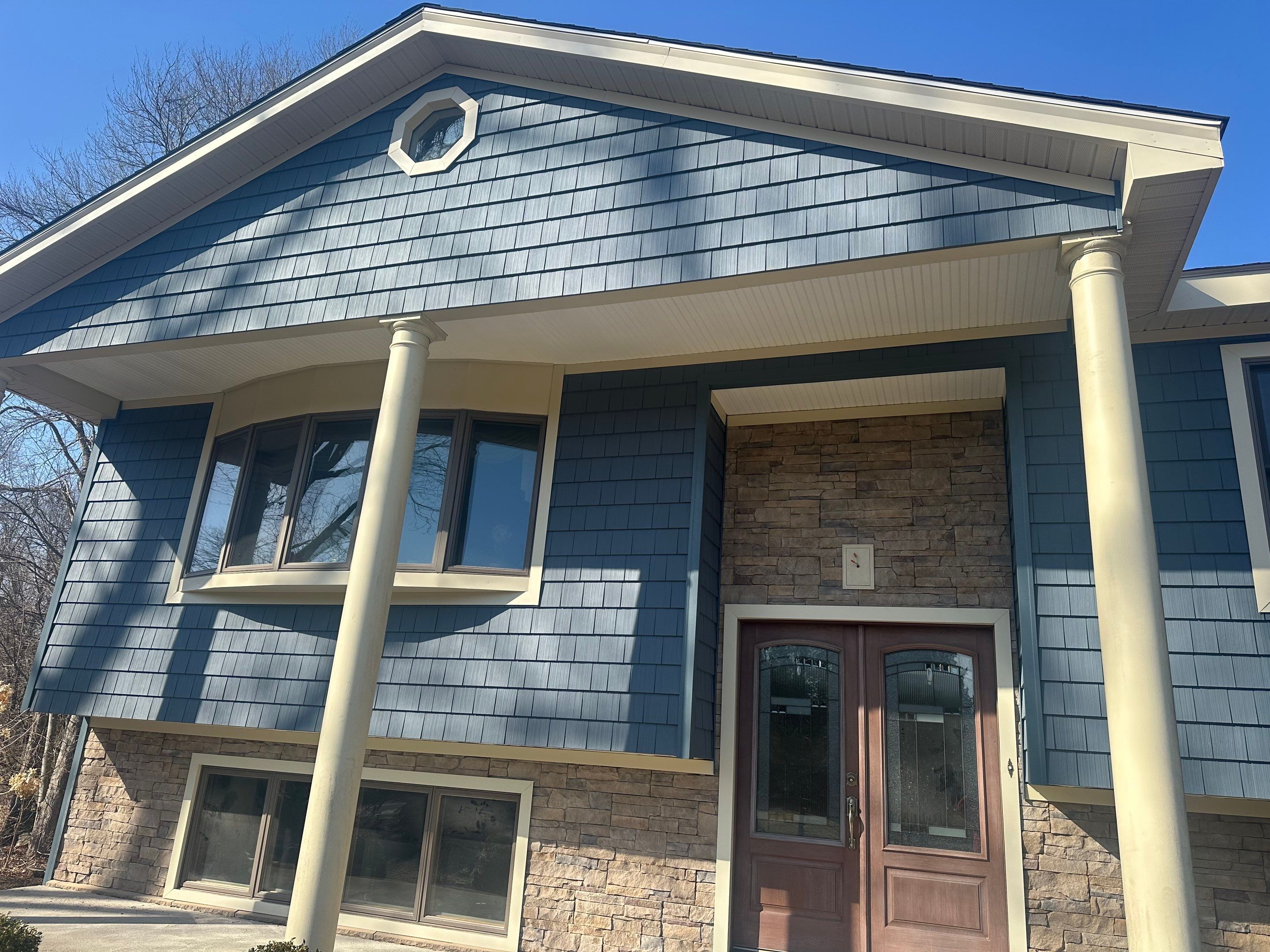 Residential Roofing Installation using Owens Corning Duration Driftwood Siding Installation Using Cedar Impressions Pacific Blue by A Plus Exterior