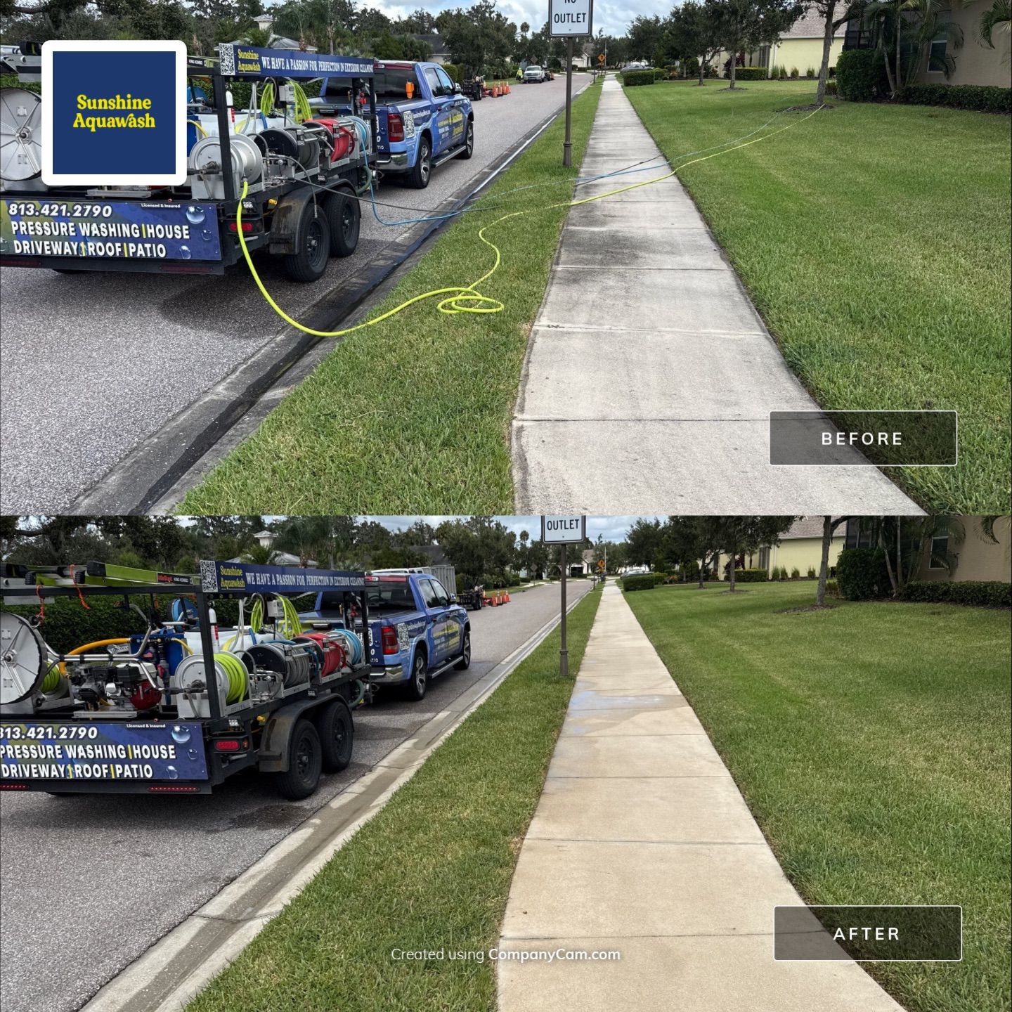 Driveway, Sidewalk & Lanai Cleaning Transformation | Forest Creek Parrish, FL by Sunshine AquaWash