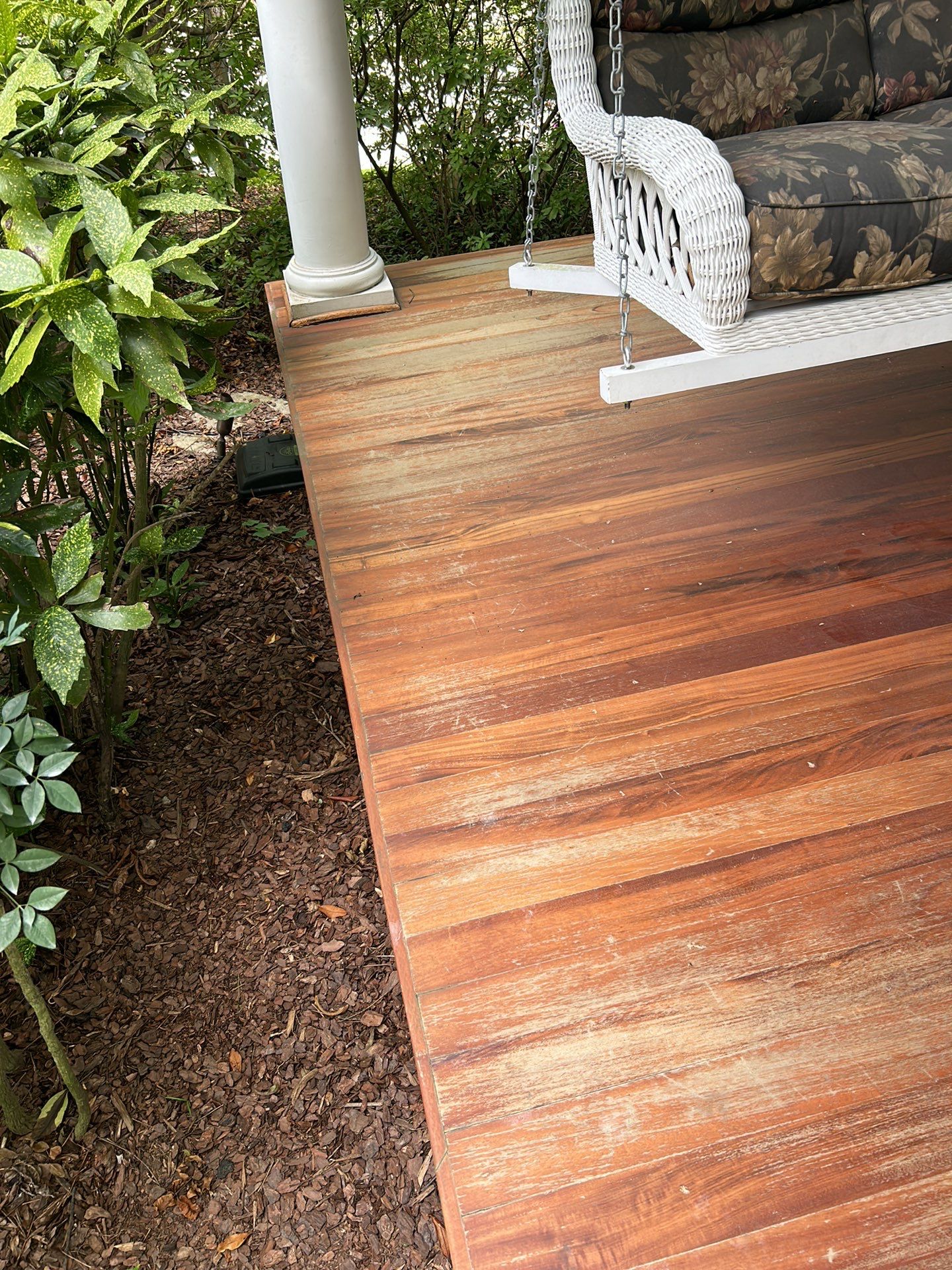 Brazillian Cherry porch refinish by Footprints Floors of East Atlanta