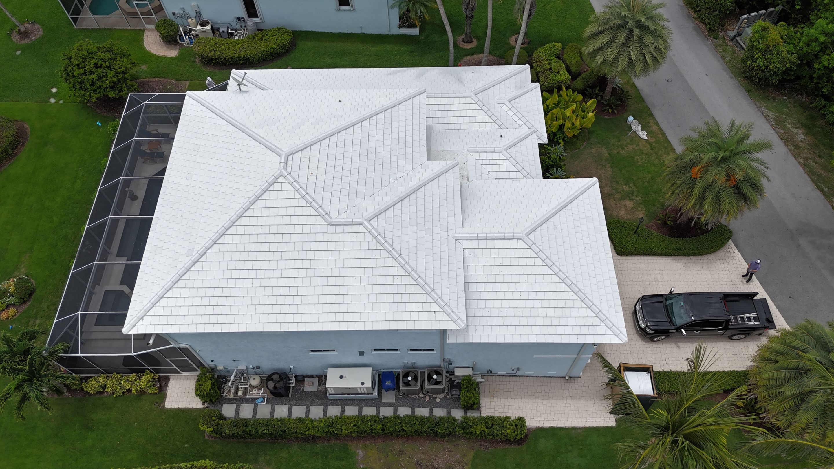 Reroof with Double Roll Cement Tile color "White" by BOB HILSON & CO INC