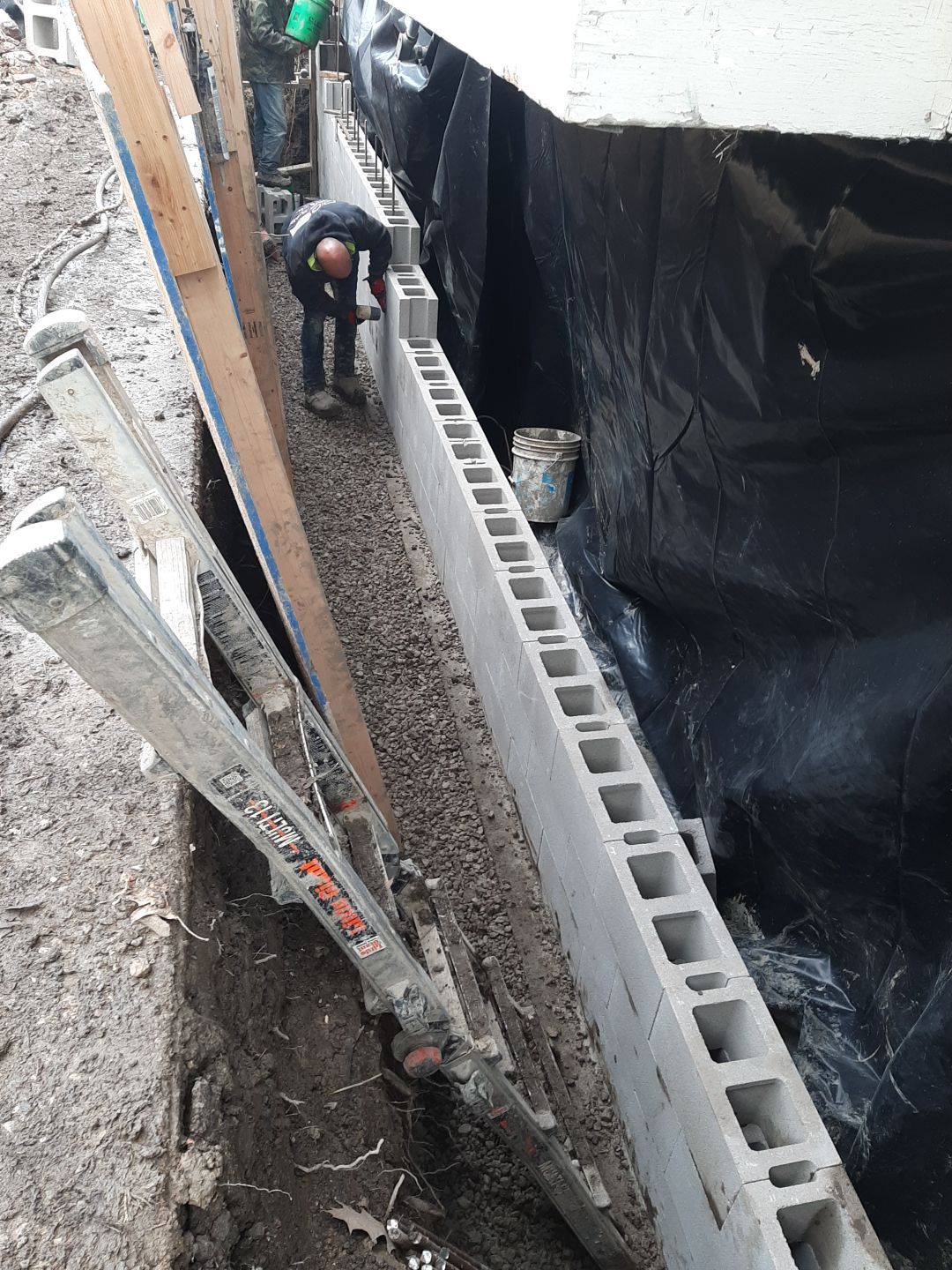Basement Wall Rebuild with Exterior Waterproofing by Toledo Basement Repair