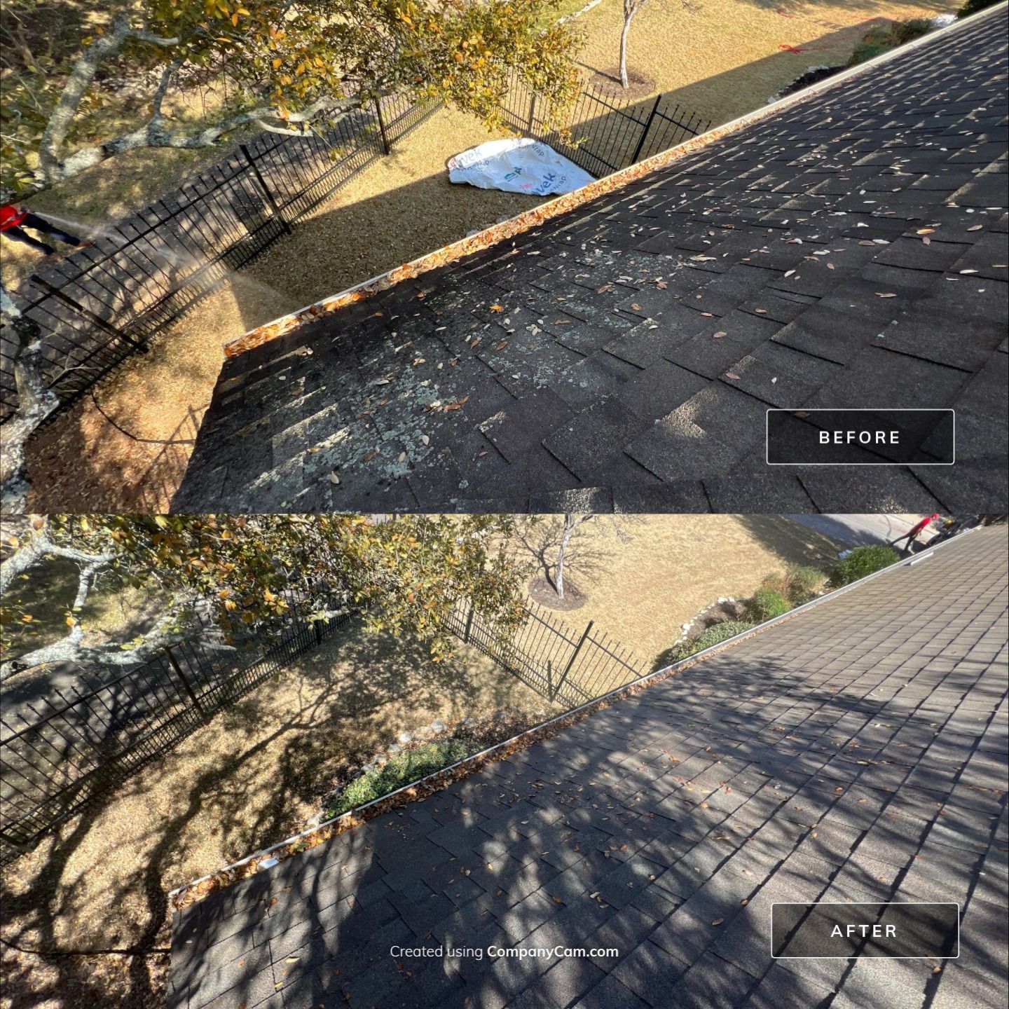 Shingle Roof Washing Project in San Antonio by Bright Choice