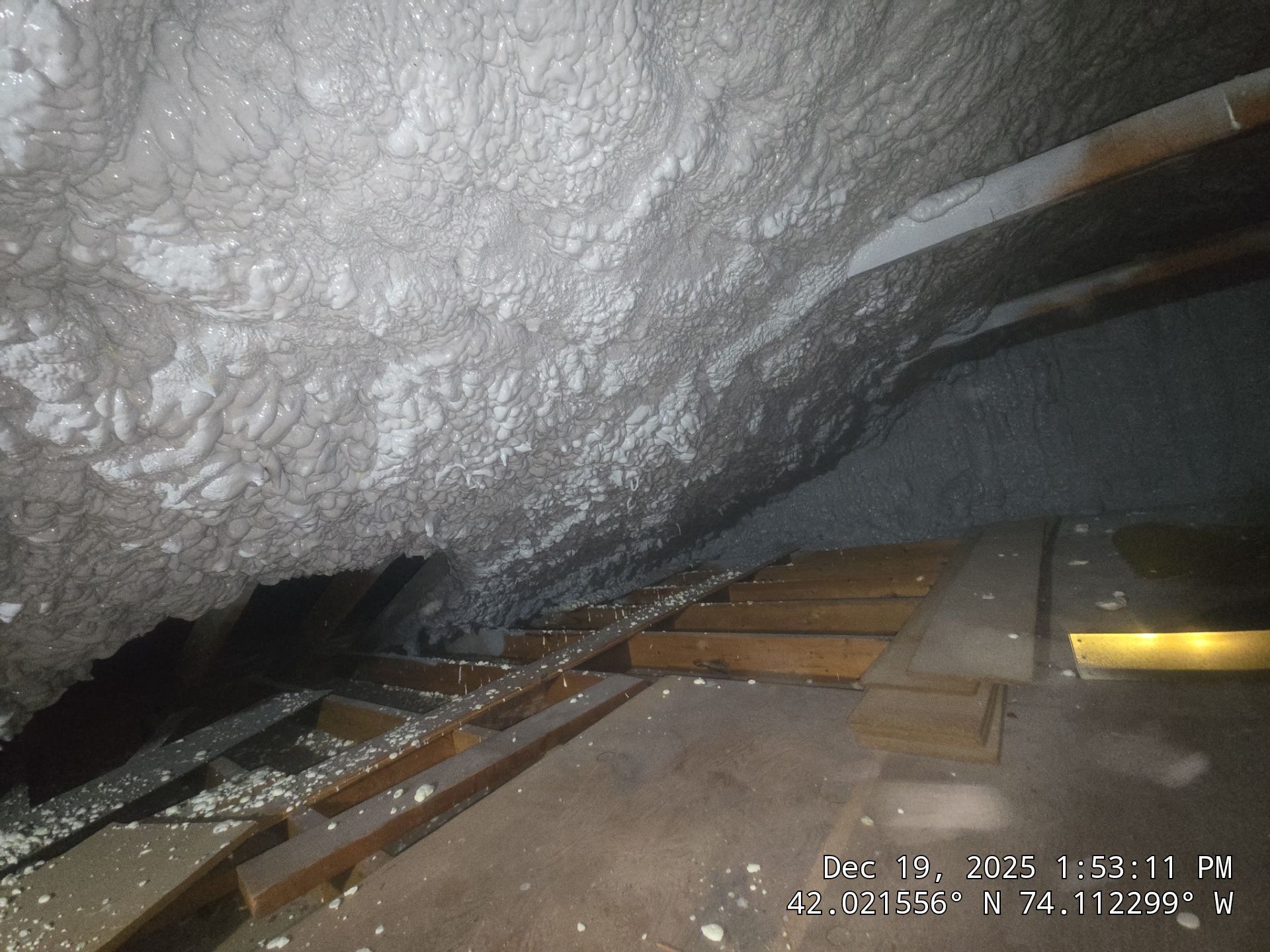 Attic Insulation using open cell spray foam by NYS Foam & Energy
