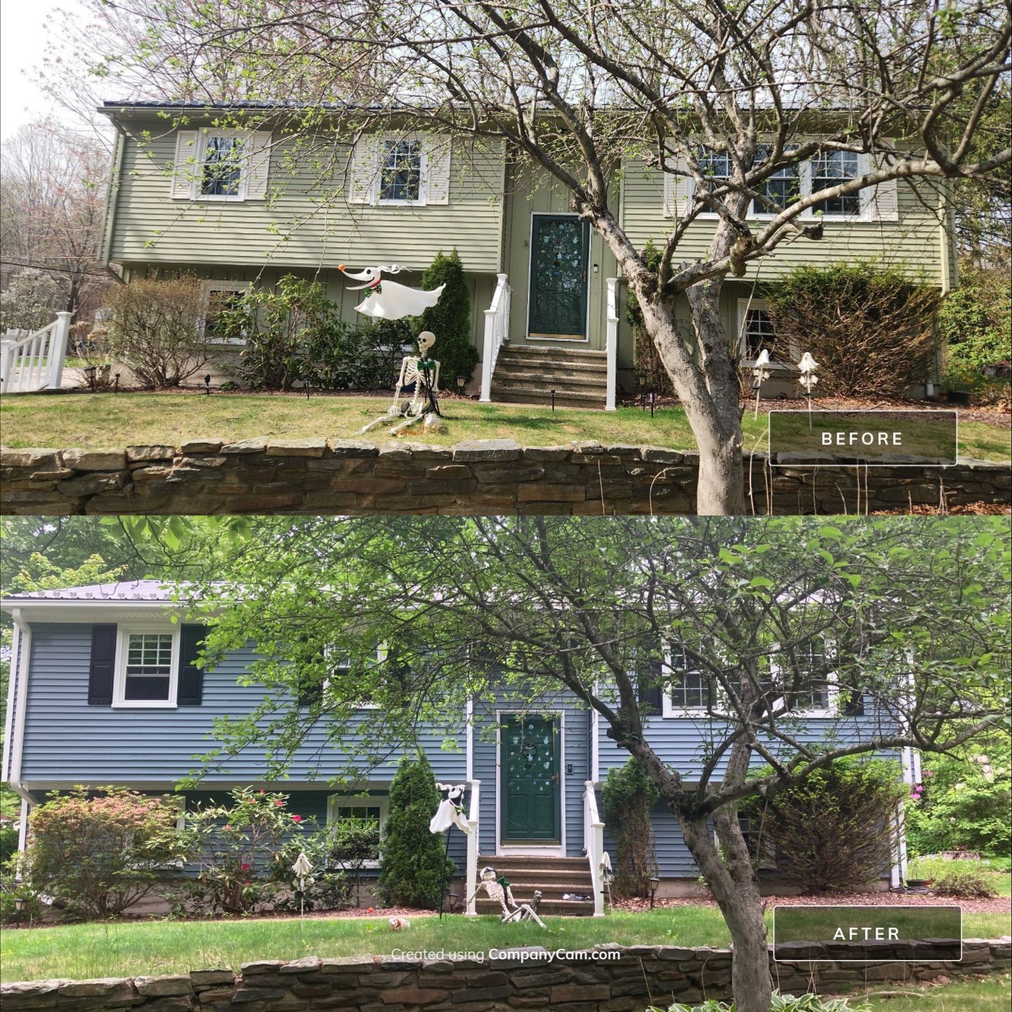 Siding Transformation with Cert Mainstreet D/4 clapboard Wedgewood Blue by DiGiorgi Roofing and Siding Inc