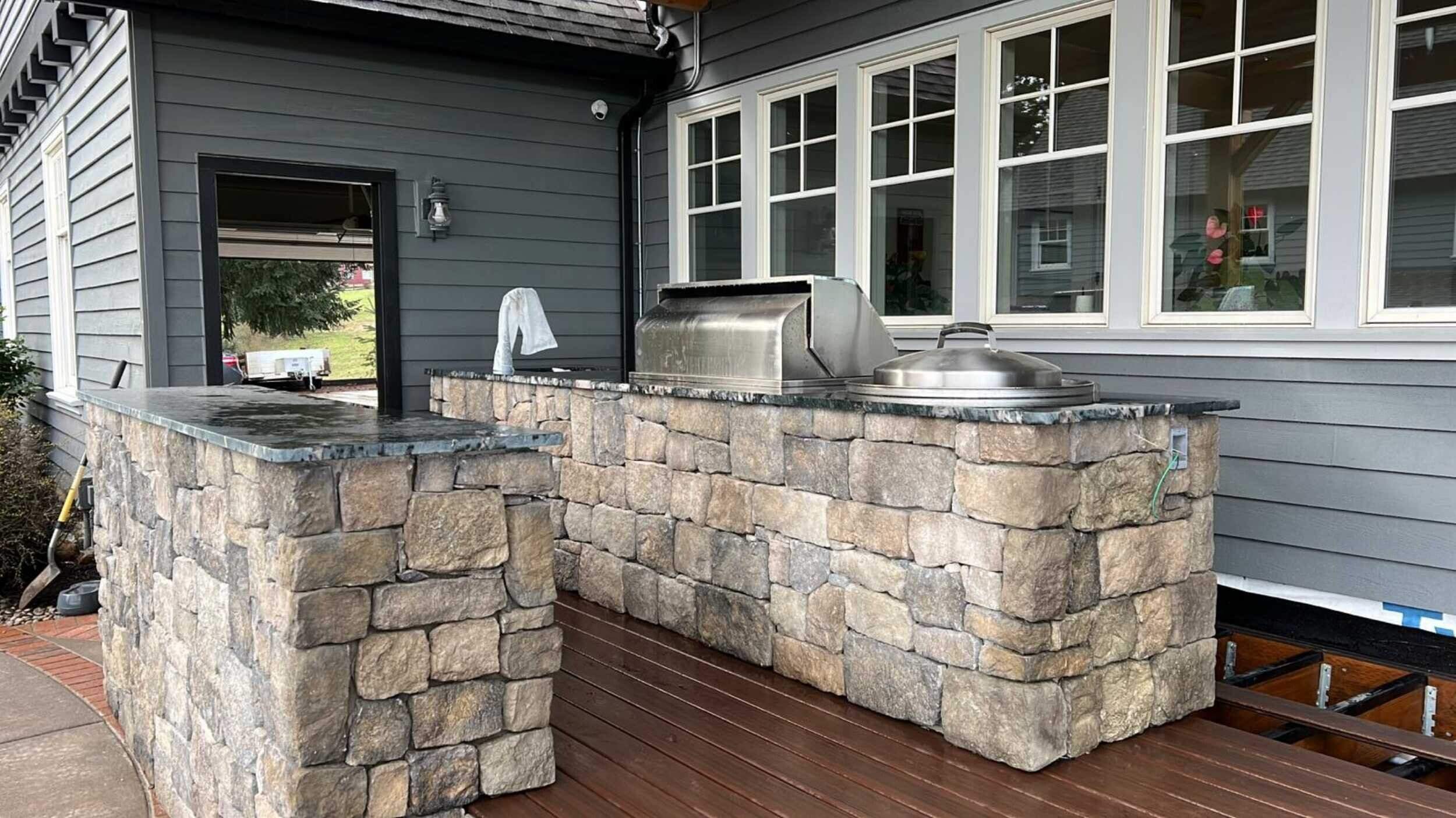 Custom Outdoor Kitchen and Timber-Framed Pavilion in Sherwood by American Made Construction 
