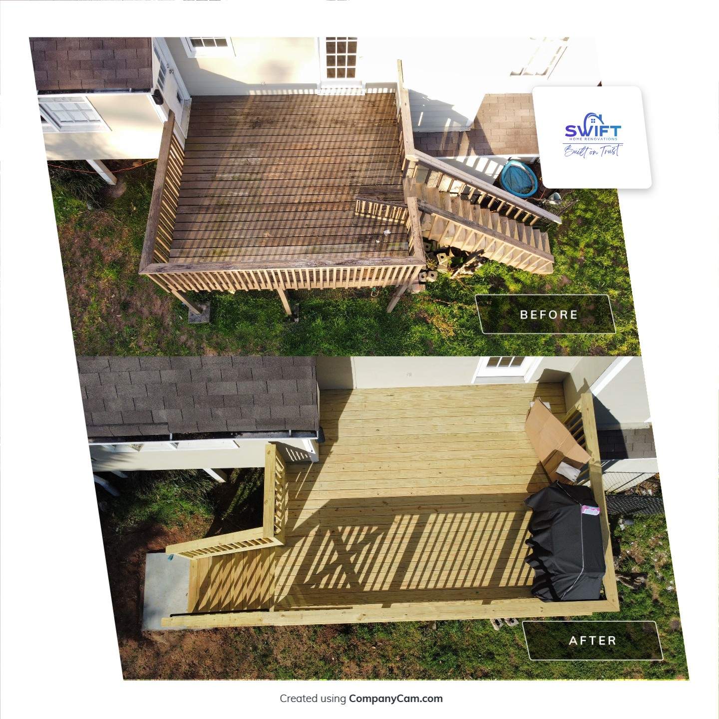 Elevated Pressure-Treated Wood Deck Replacement in Marietta by Swift Home Renovations