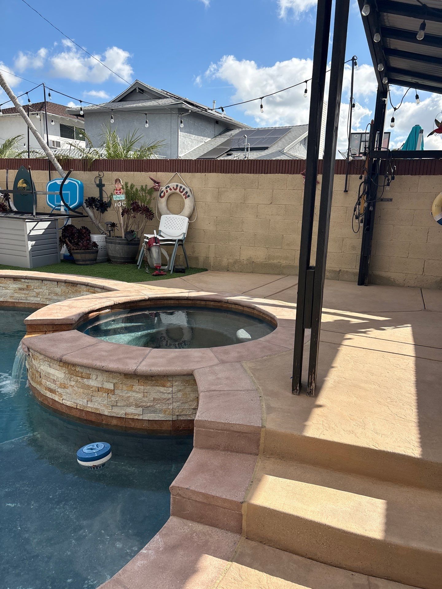Sandblast & Staining Pool Deck In by La Power Washing Inc