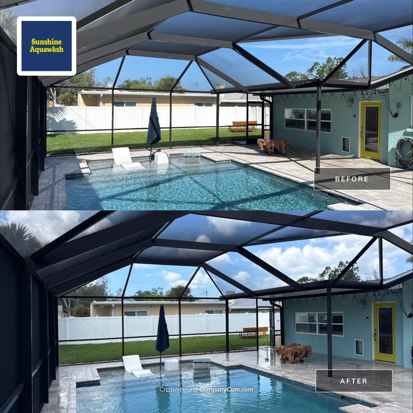 Travertine Pool Deck, Lanai & Screen Enclosure Cleaning Near Manatee River | Bradenton, FL by Sunshine AquaWash