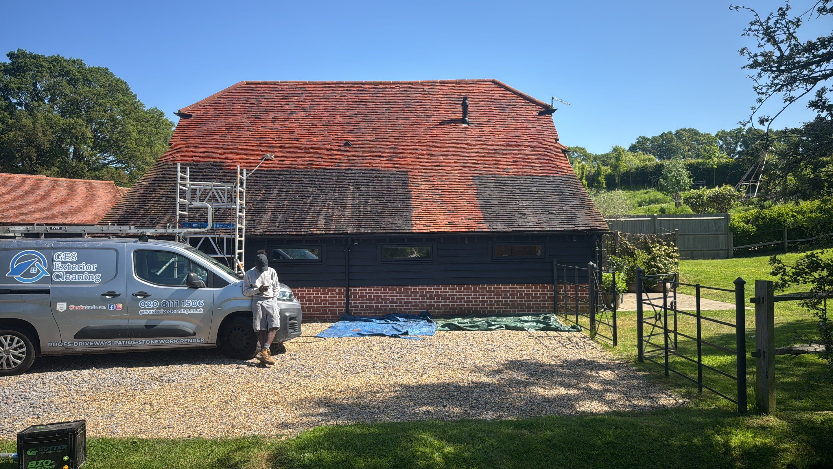 Roof Clean  - Moss Removal - Gutter Clean using Honda 15lpm Low Pressure Washing Machine by Ges Exterior Cleaning ltd