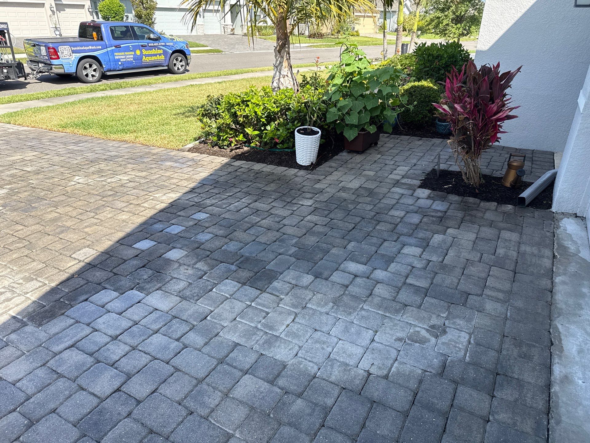 Paver Driveway & Concrete Cleaning | Trevesta Community | Palmetto, FL by Sunshine AquaWash