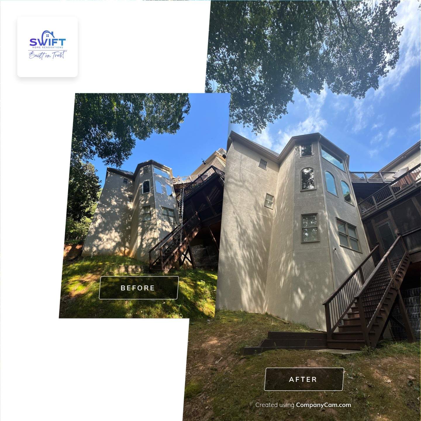 Full Exterior Stucco Painting and Restoration in Roswell Georgia by Swift Home Renovations