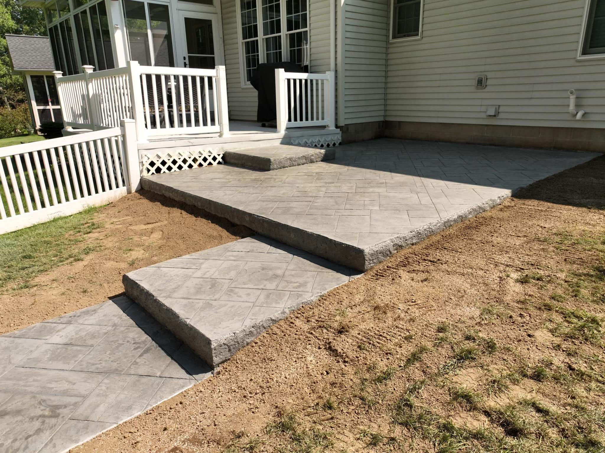 Majestic ashlar stamped concrete patio  by NG Masonry & Construction LLC