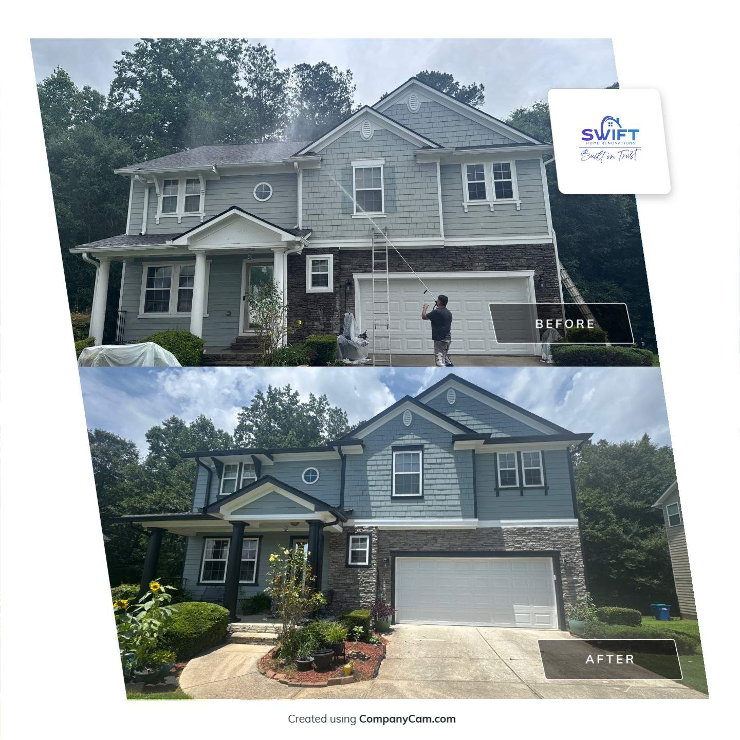 Full Exterior House Painting and Color Transformation in Atlanta by Swift Home Renovations