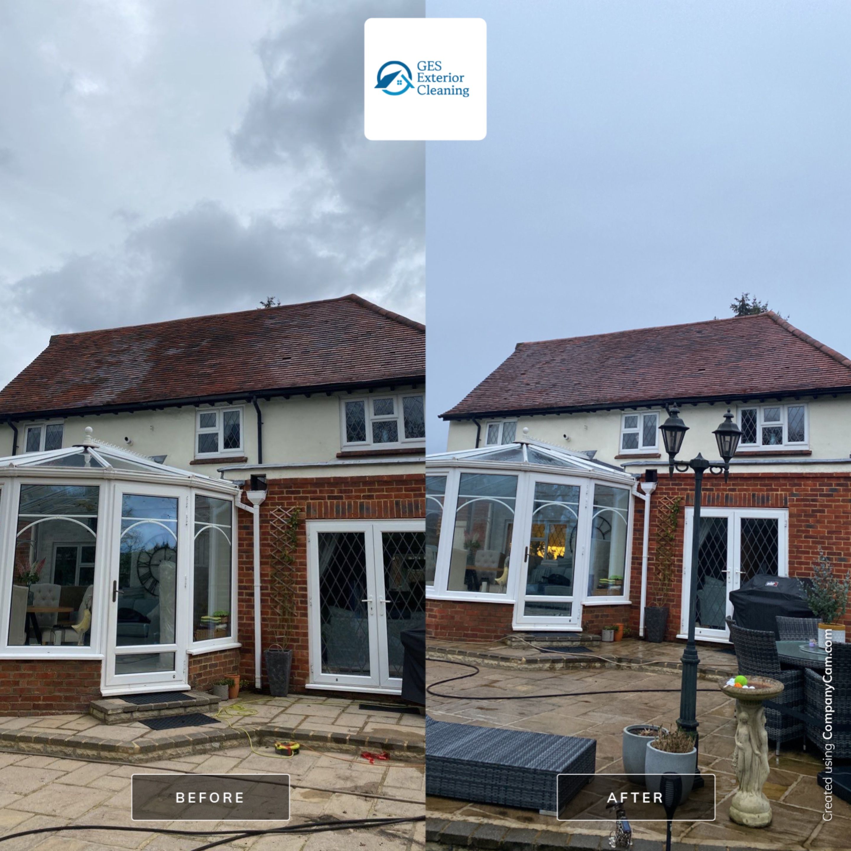 Roof Clean using Mosmatic FSC and Biocide by Ges Exterior Cleaning ltd
