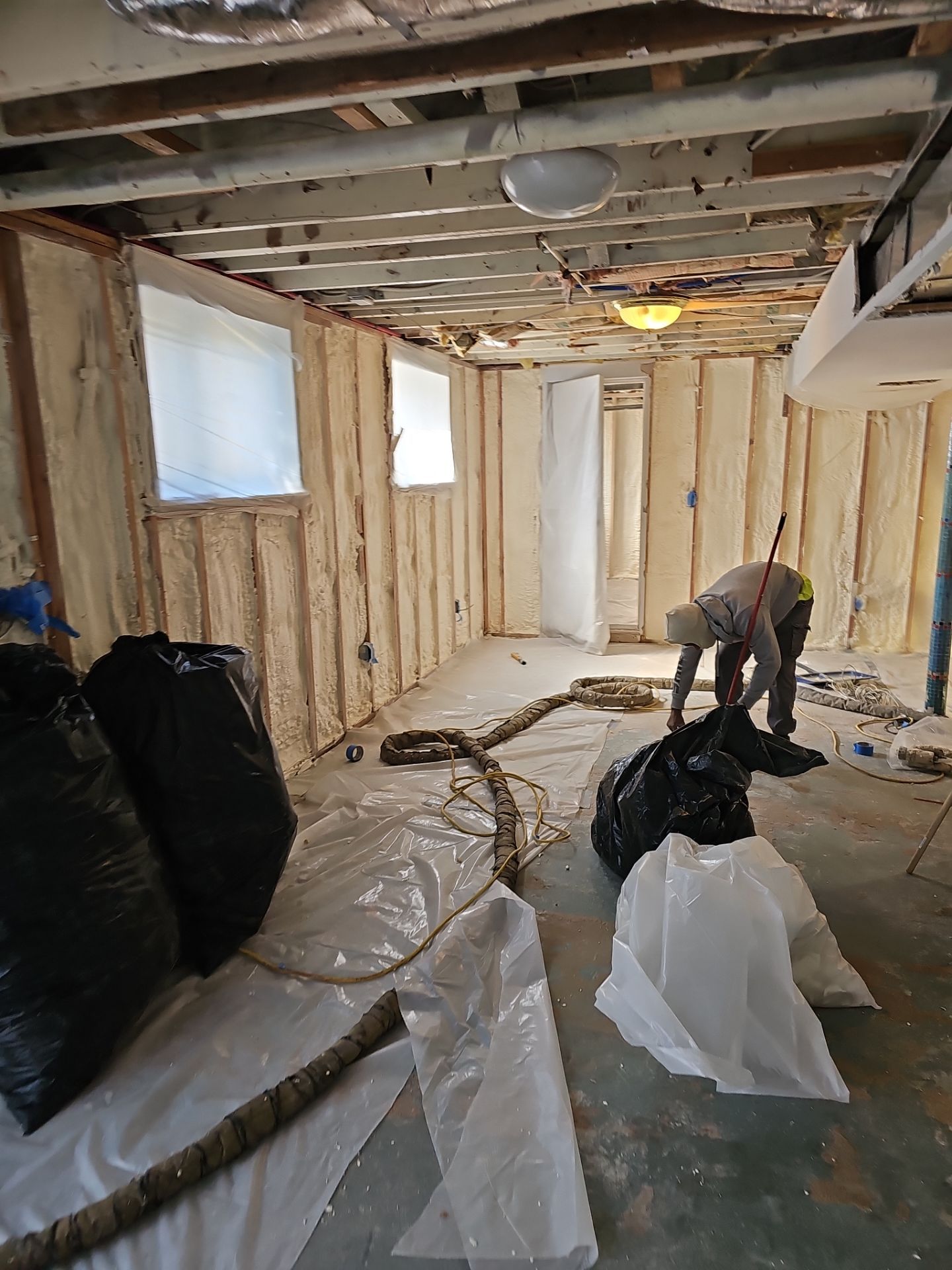 Basement Exterior Walls using Closed Cell Spray Foam by NYS Foam & Energy