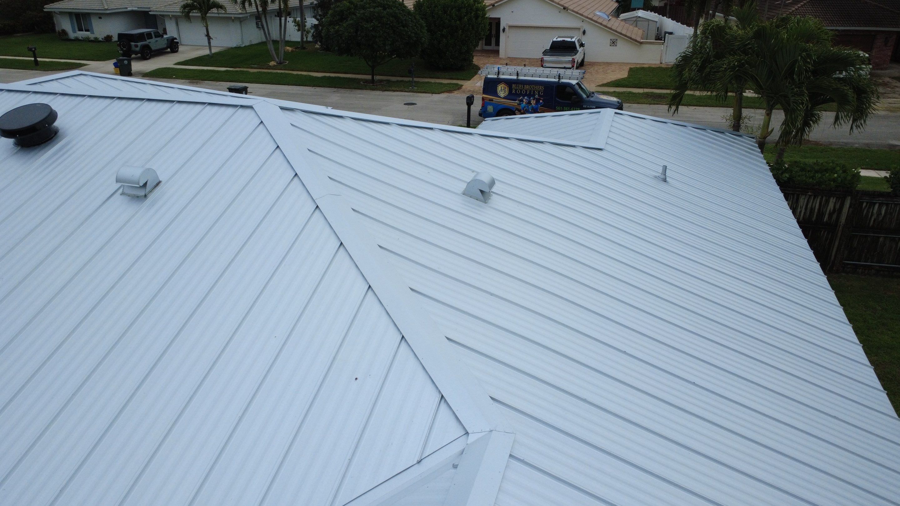 Residential Roofing Installation using 1" Nail strip metal roof by BLUES BROTHERS ROOFING