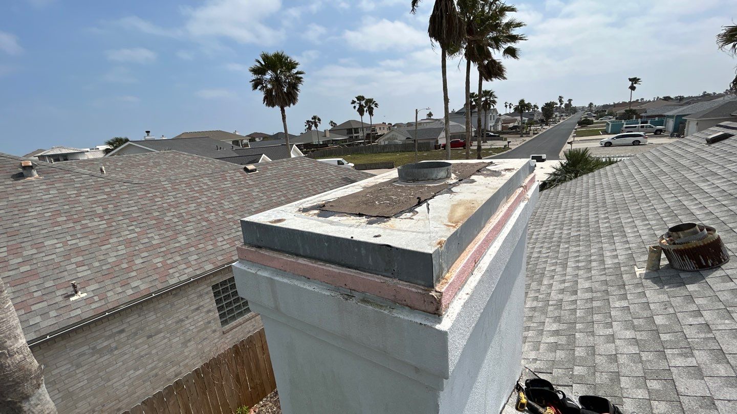 Residential Roofing Repair using Galvanized Chimney Cap & Chase by Lighthouse Roofing