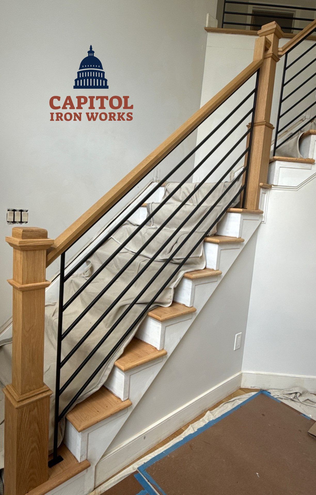 Horizontal Iron Interior Railings –  Potomac, MD by Capitol Iron Works