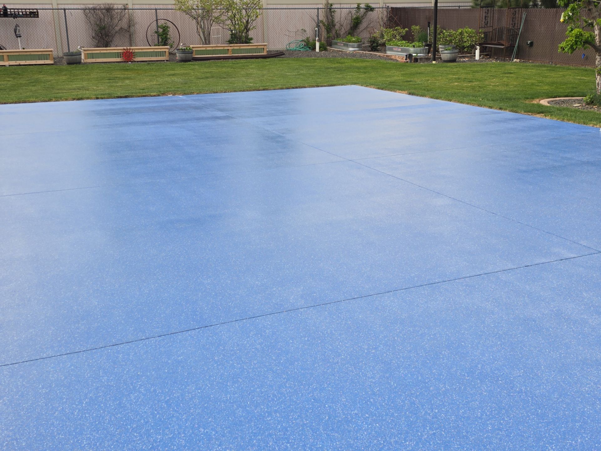 Sports Court Transformation using Ocean Hybrid by Croc Coatings, LLC