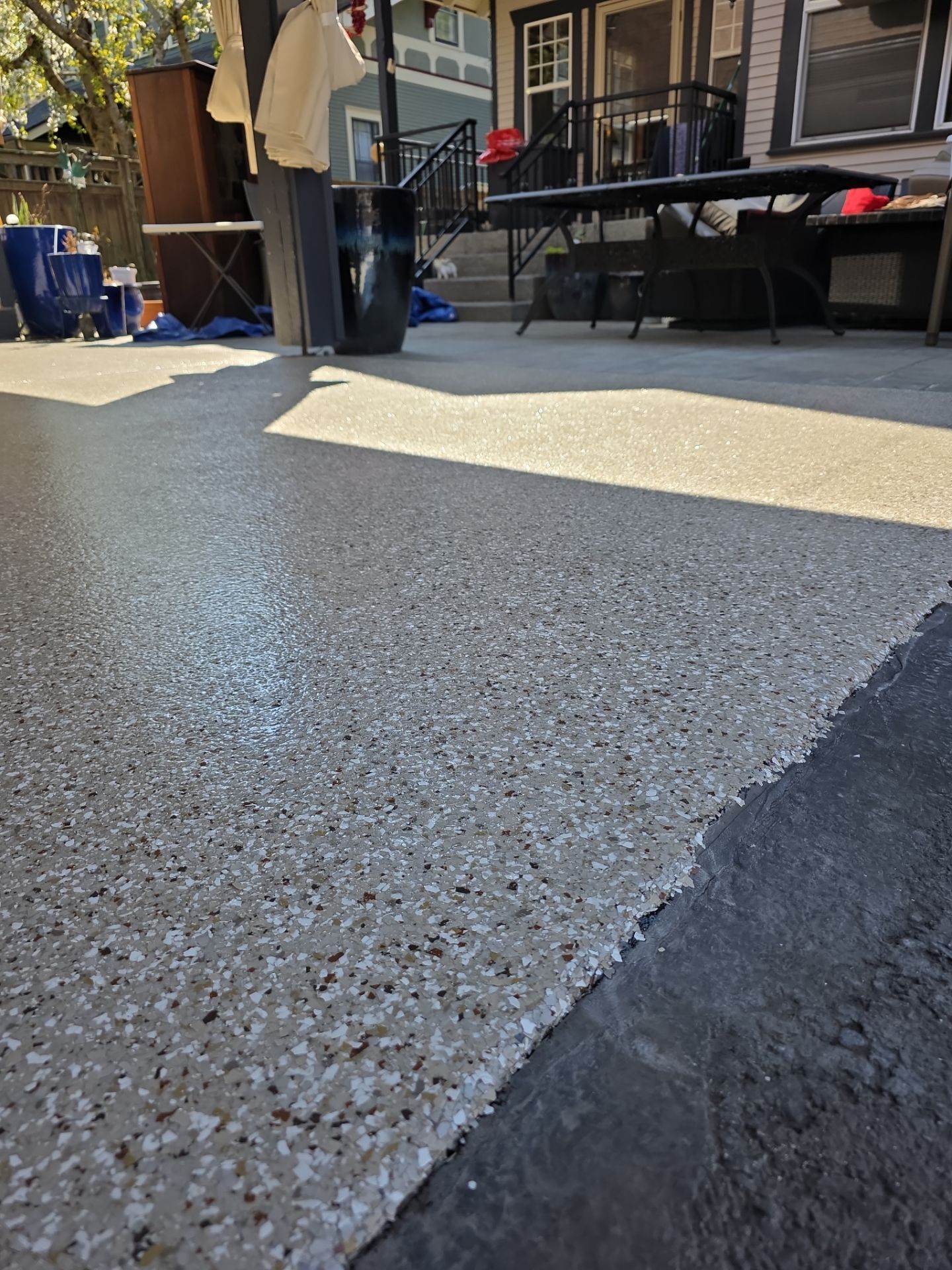 Patio Transformation using Pebble Beach by Croc Coatings, LLC