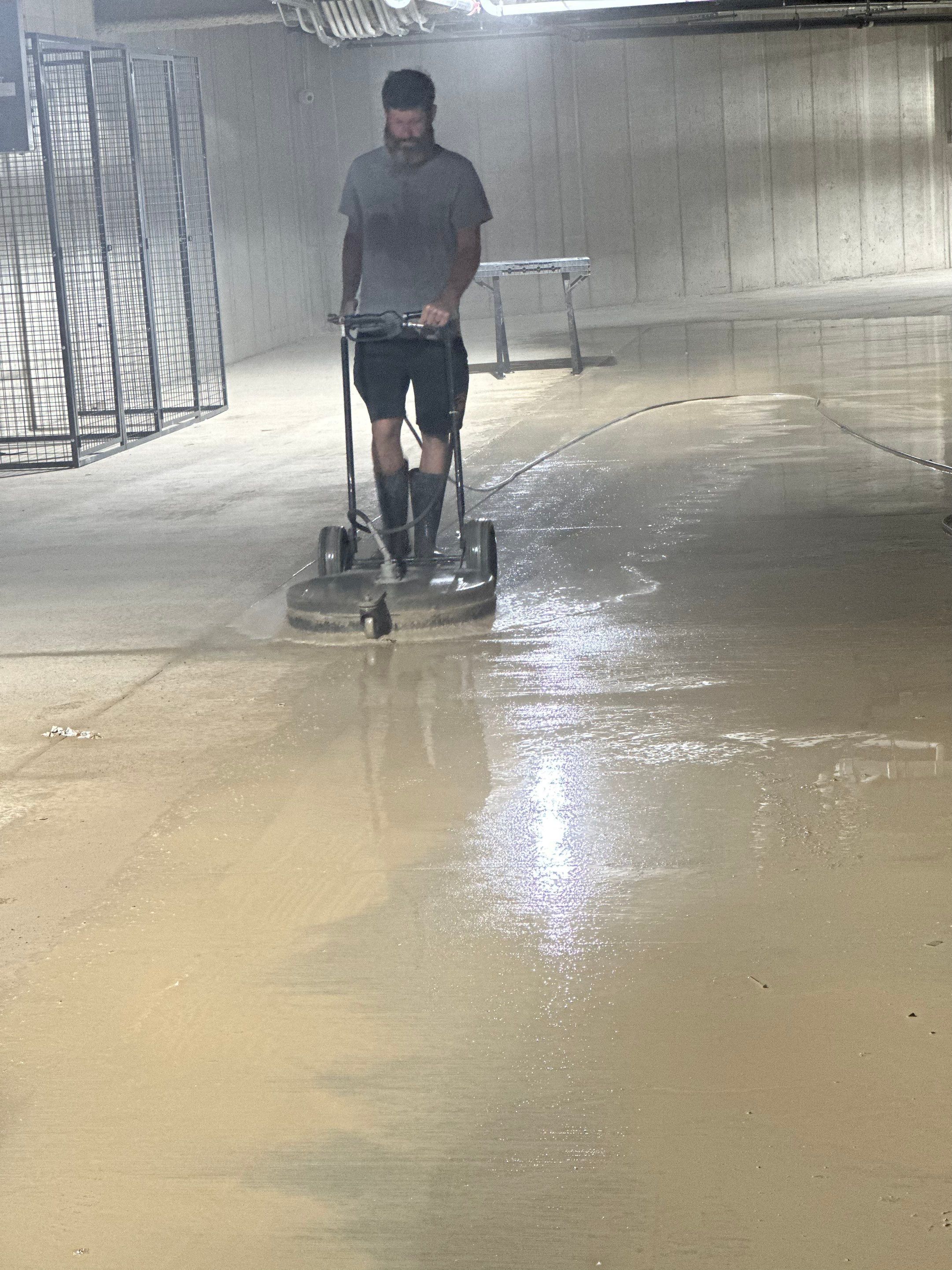 Parking garage post construction cleanup by Northern Power Washing LLC.