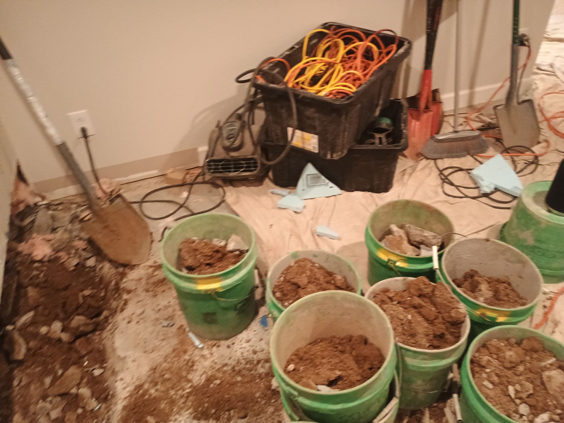 Interior Drain Tile in a Finished South Minneapolis Basement by Waterproofing Northeast