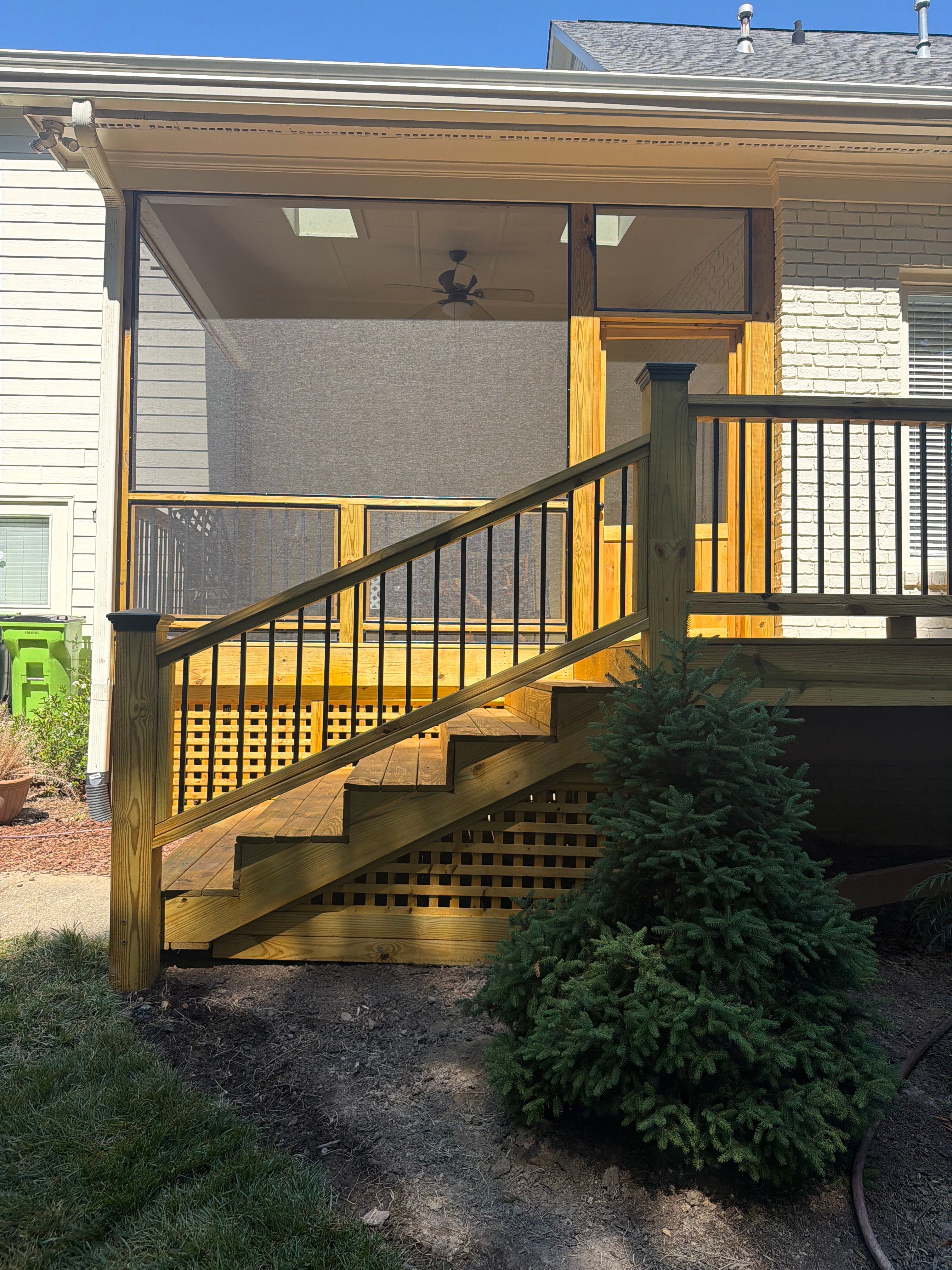 Deck Stain, Round Balusters & Screened Porch Transformation by Billy Weatherspoon Contractor