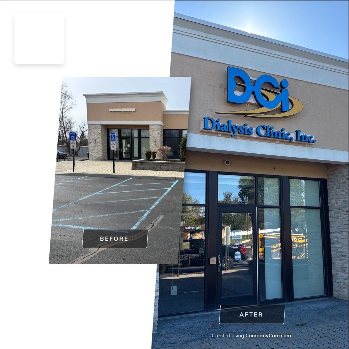 Dialysis Clinic Signage and Parking Lot Improvements in Albany by FASTSIGNS of Saratoga Springs