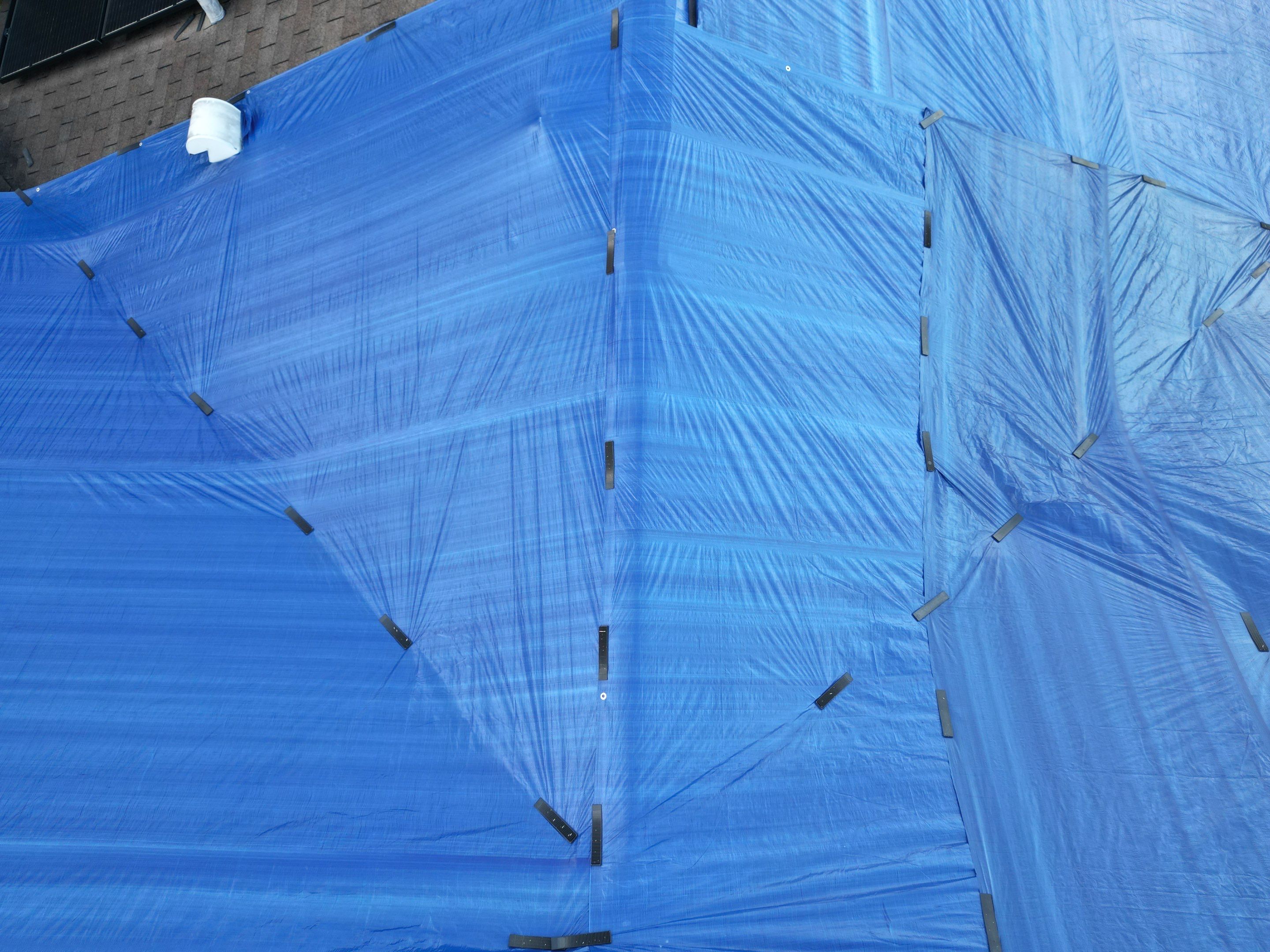 Tarp using TARP BLUE by AquaShield Restoration USA