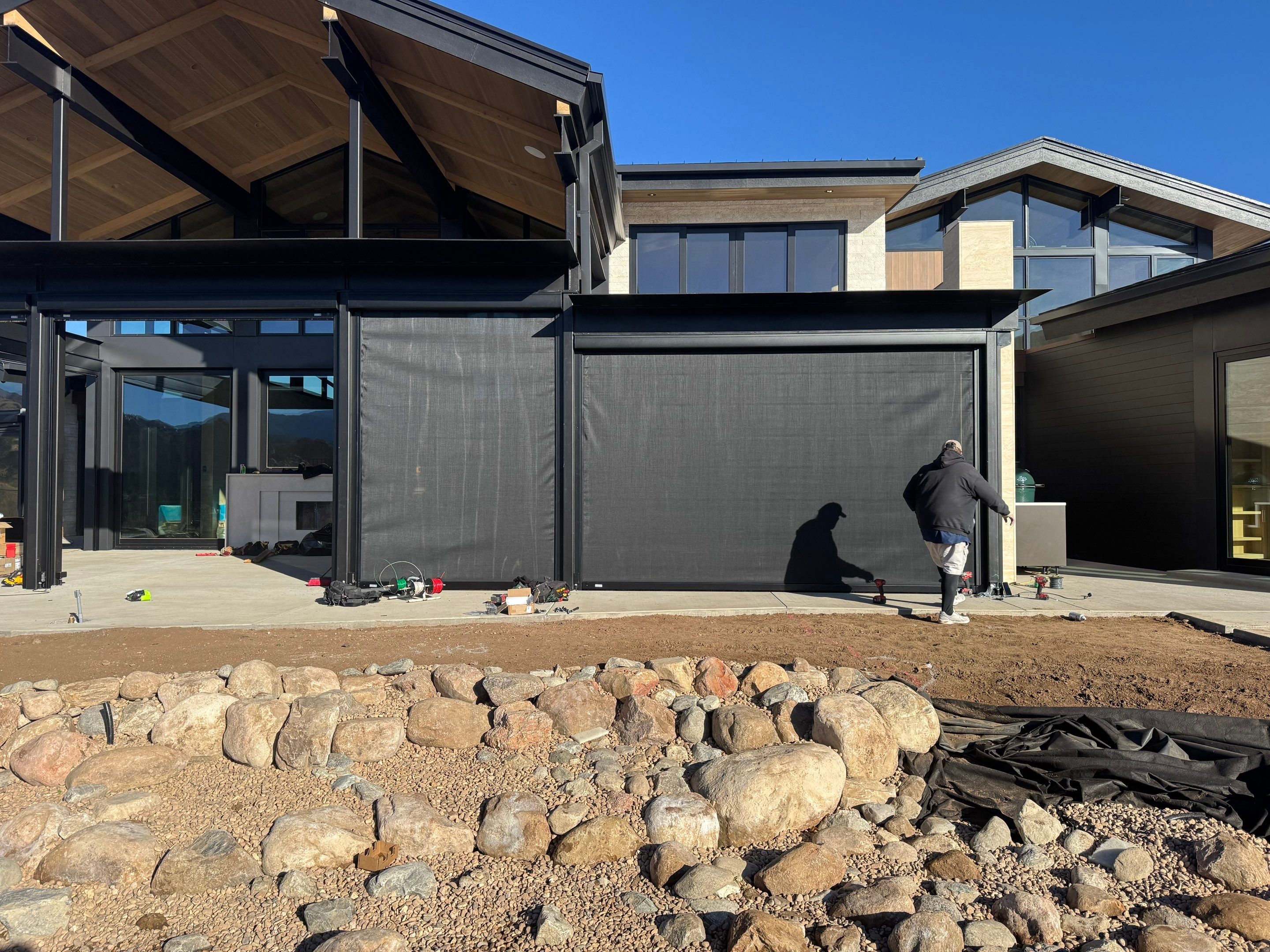 Exterior All-Weather MagnaTrack Screens Installation using Progressive MagnaTrack Screens by Outdoor Solutions Colorado