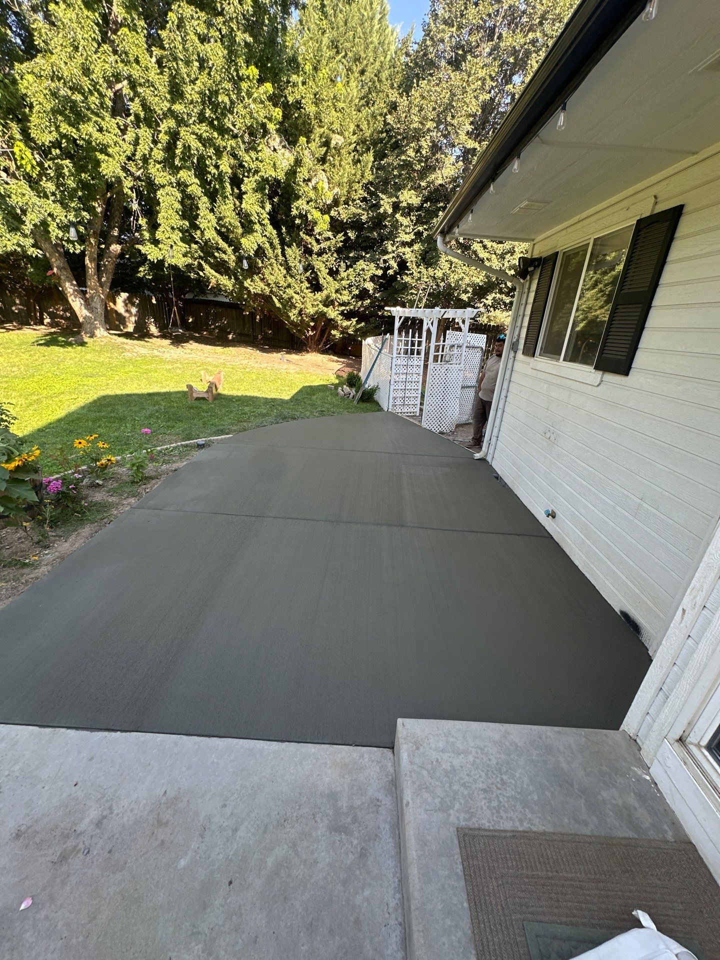 Patio Extension with Hot Tub Rebar Grid  by Meridian Concrete | Meridian Curbing & Landscape 
