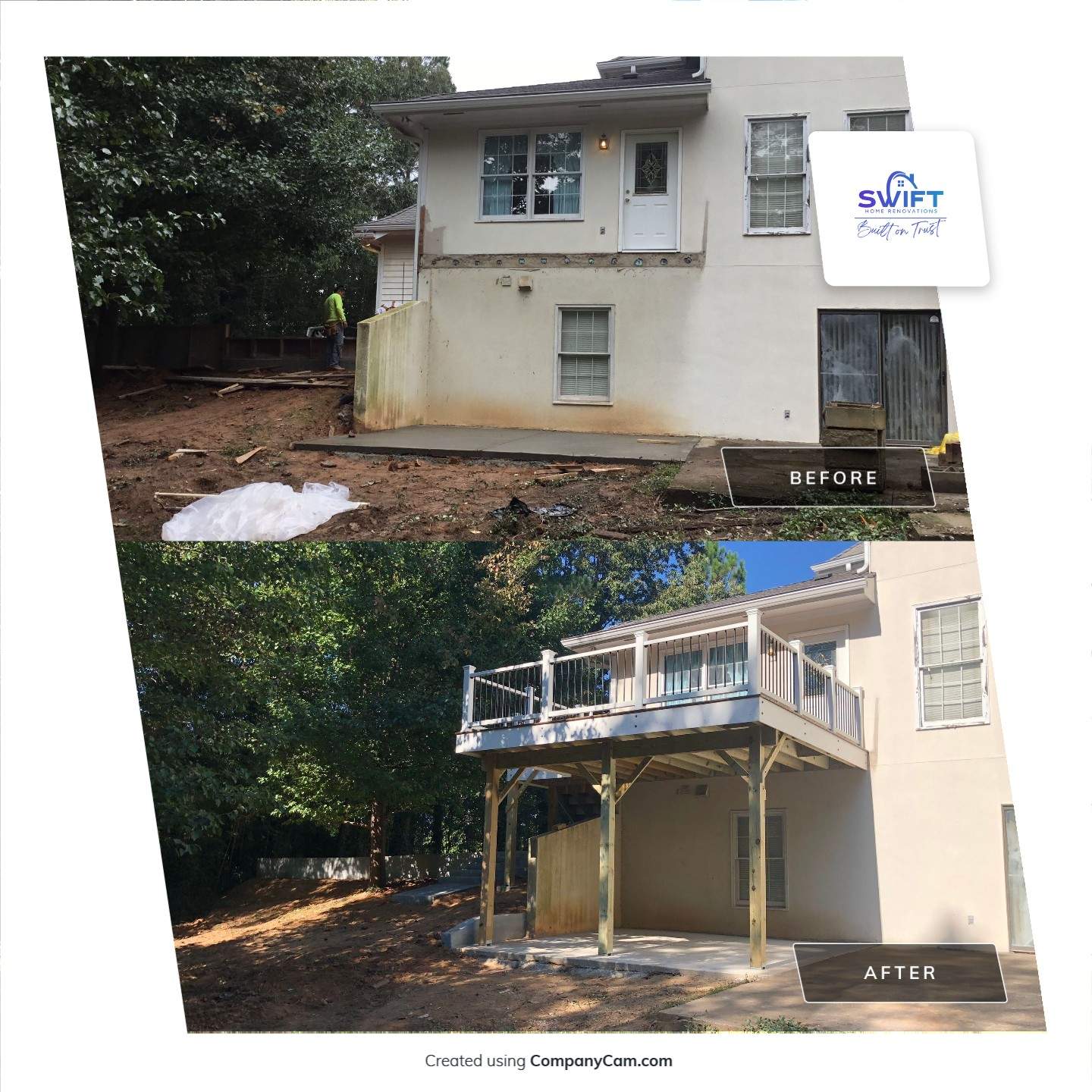 Elevated Composite Deck and Concrete Patio Installation in Atlanta by Swift Home Renovations