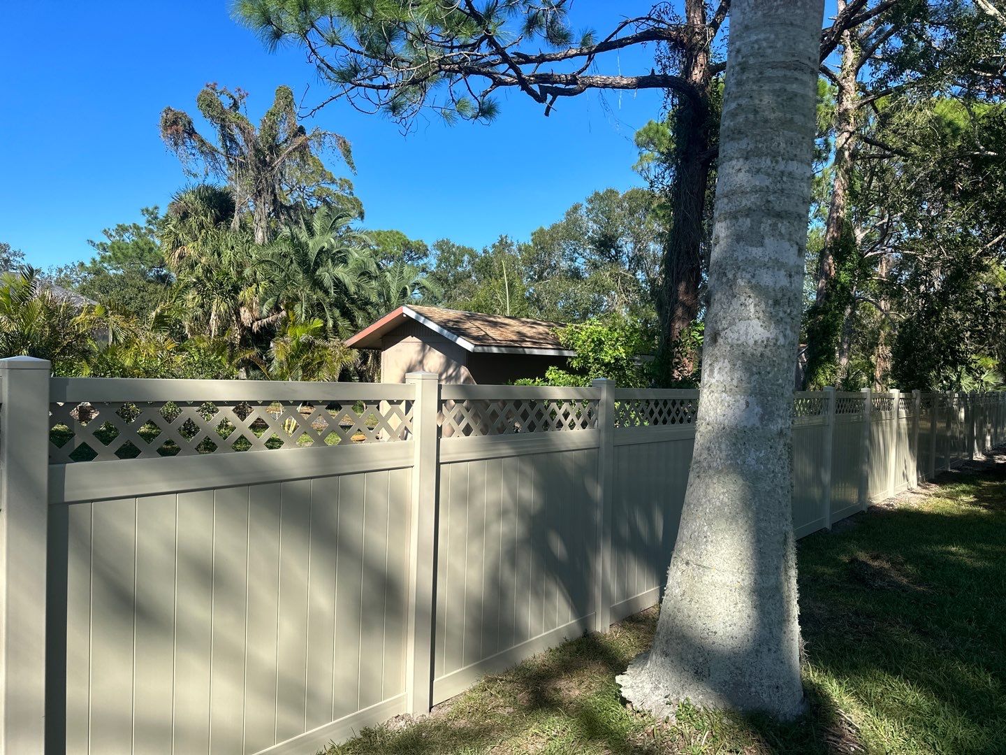 Vinyl Fence Installation using 6Ft Tan Vinyl Privacy Fence with Lattice Top by Asap fence and gates, LLC