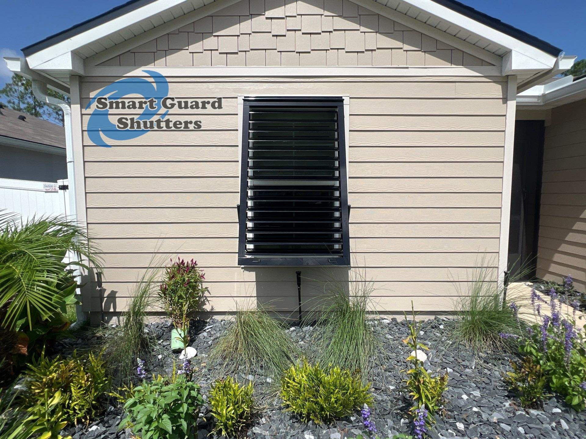 Impact Bahama Shutter in Jet Black by Smart Guard Shutters