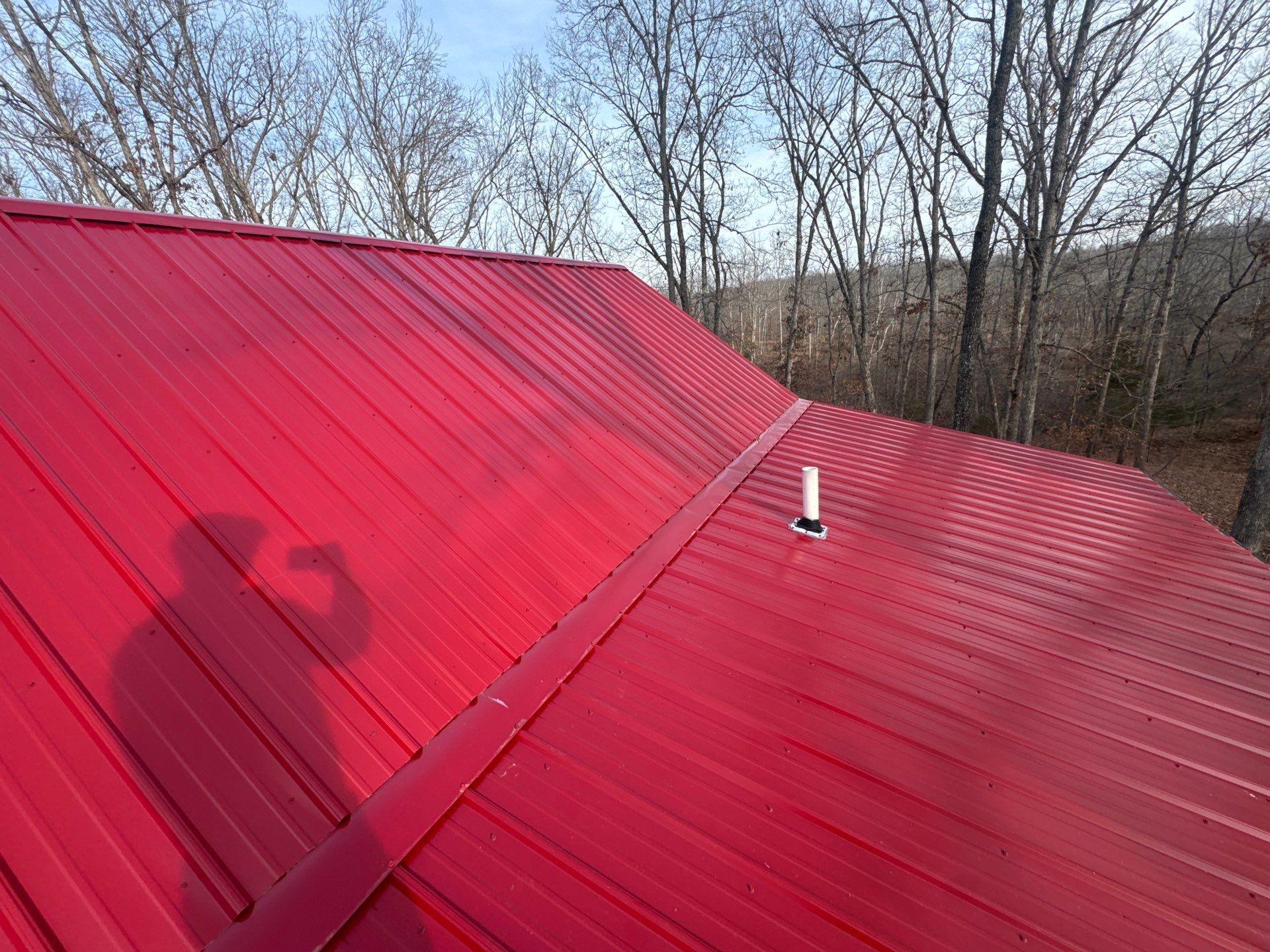Residential Roofing Install - 29 Gauge G-Rib Metal - Color Dark Red  by Titan Commercial & Residential Roofing 