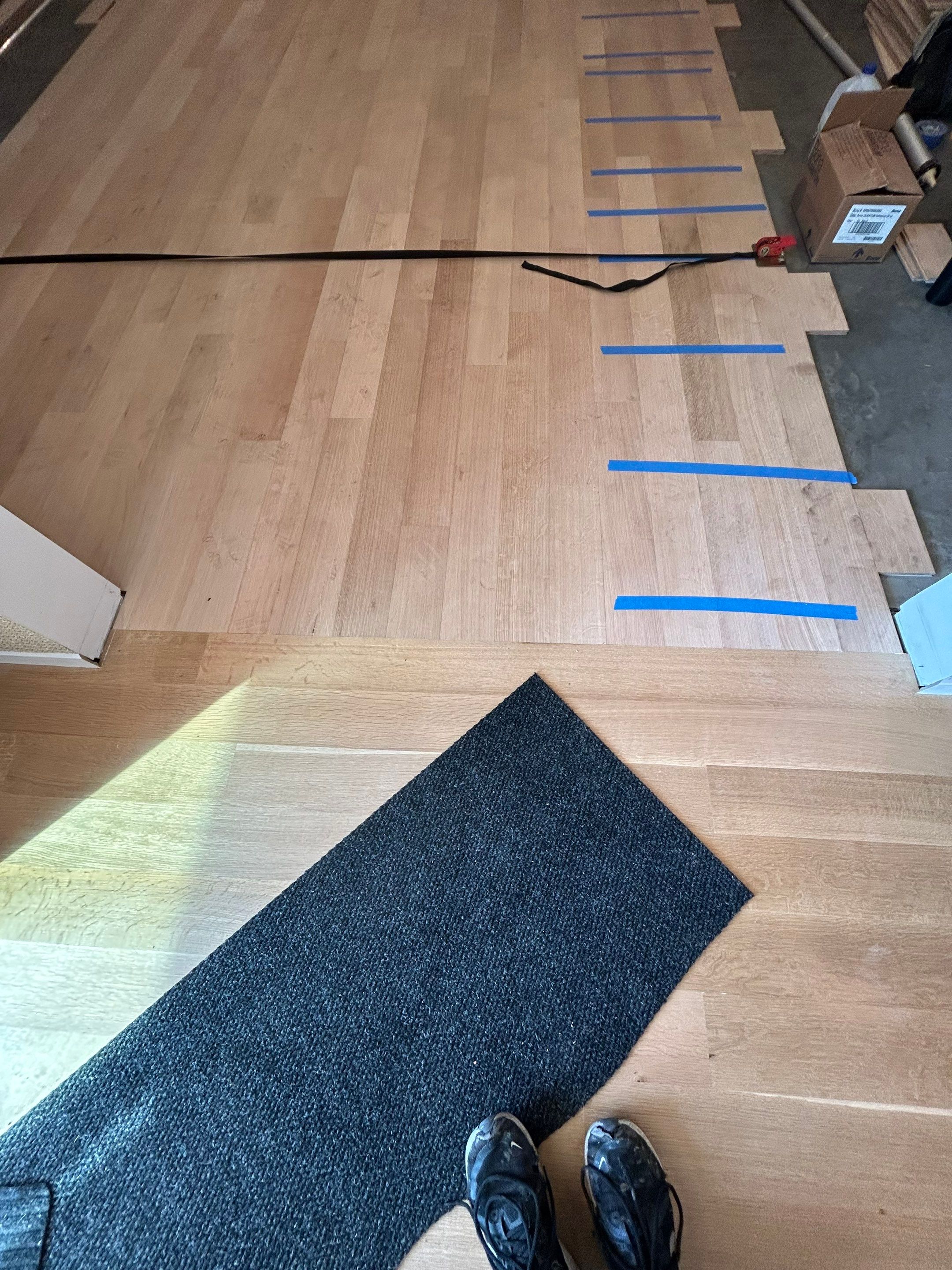 Basement Remodel using Engineered White Oak by RTBaldwin Hardwood Floors