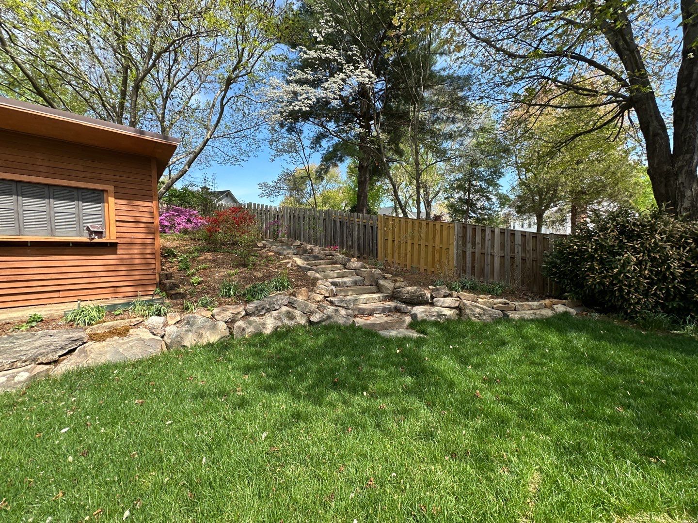 Natural Stone Retaining Wall and Steps in Olney, MD by The Smet Companies, LLC