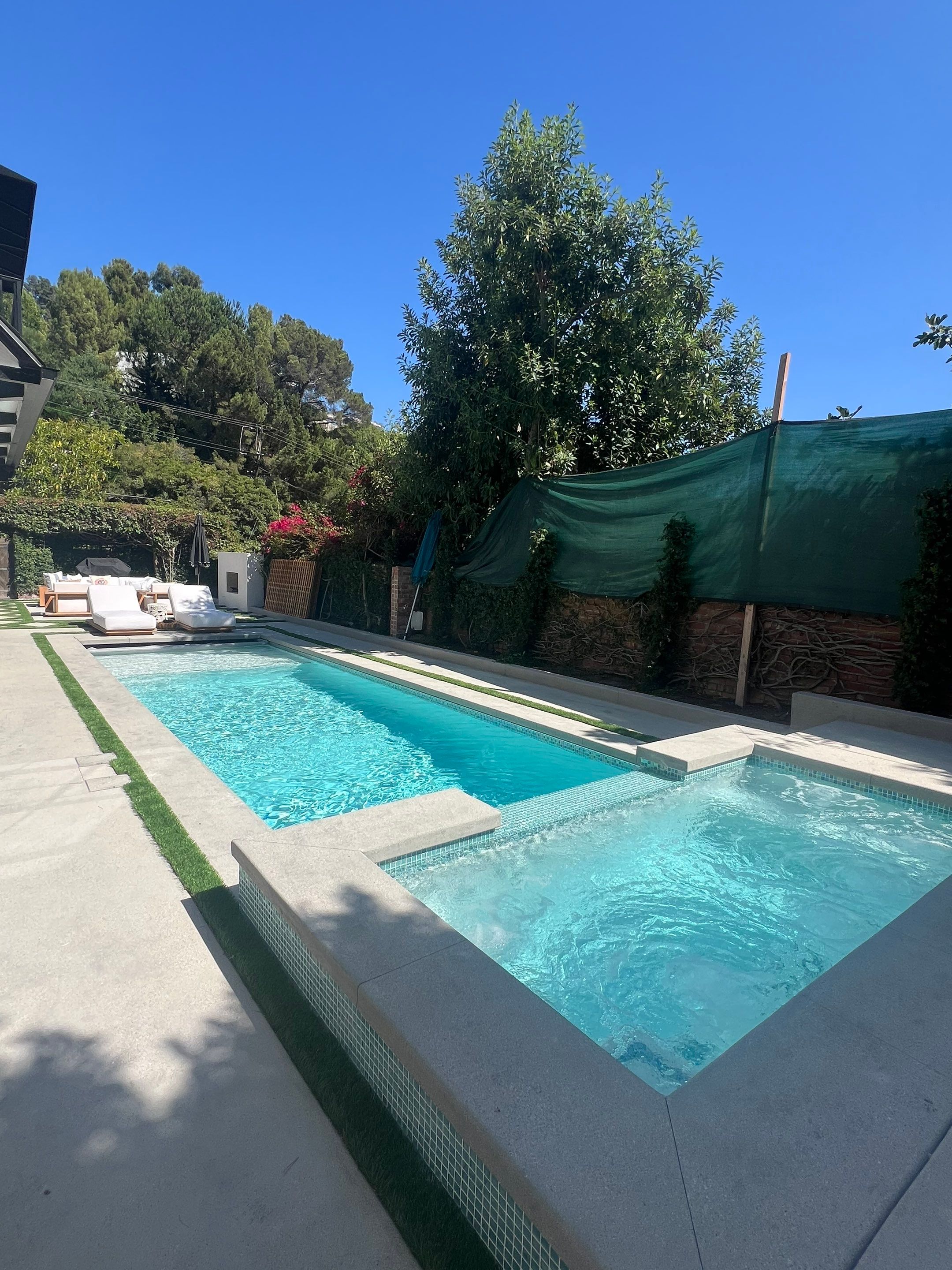 New Pool & Spa With Concrete Deck Work & Fire Place  by Lax Home Inc 