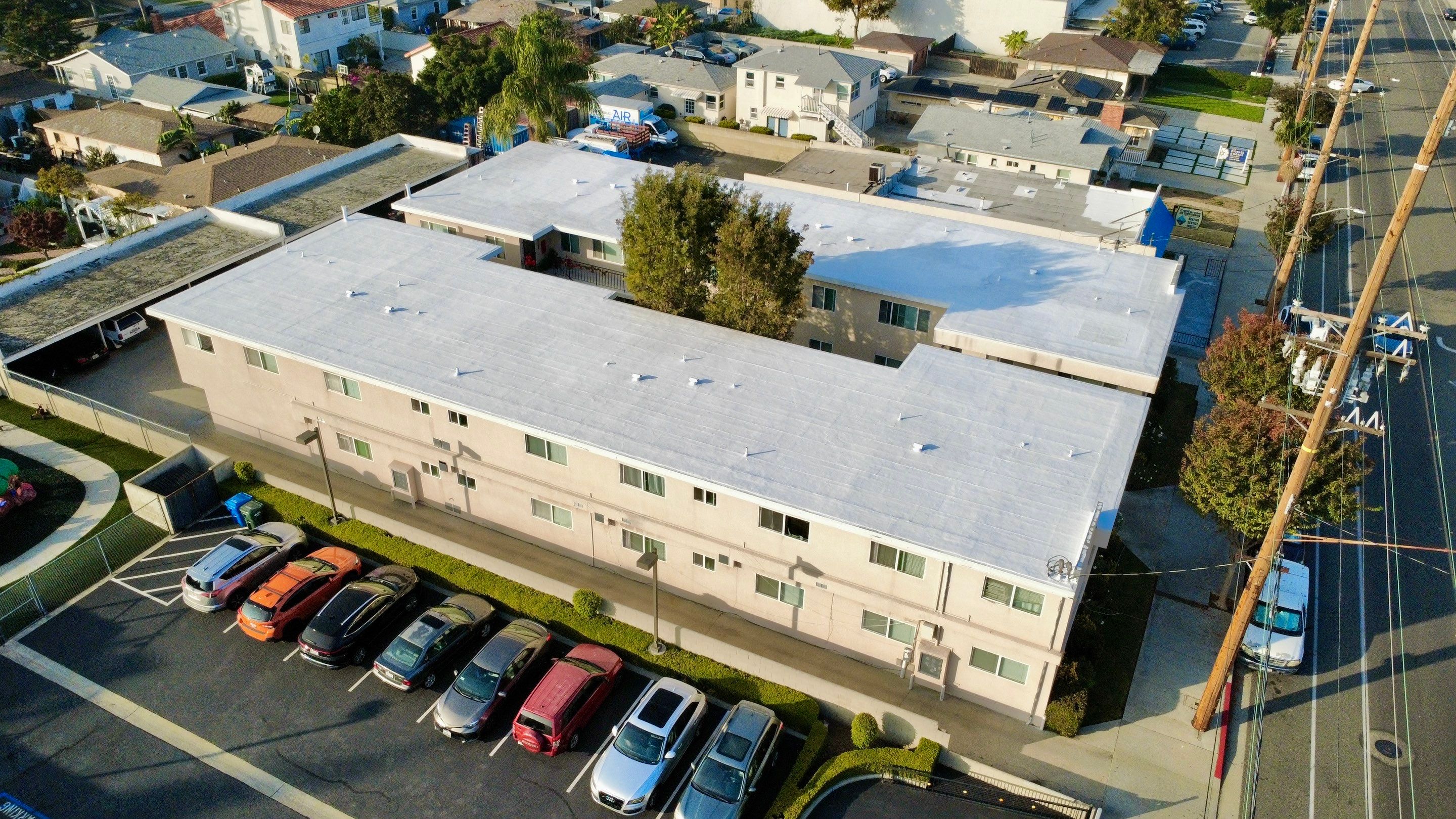 Silicone Membrane installation in LOMITA, CA. by Hull Brothers Roofing